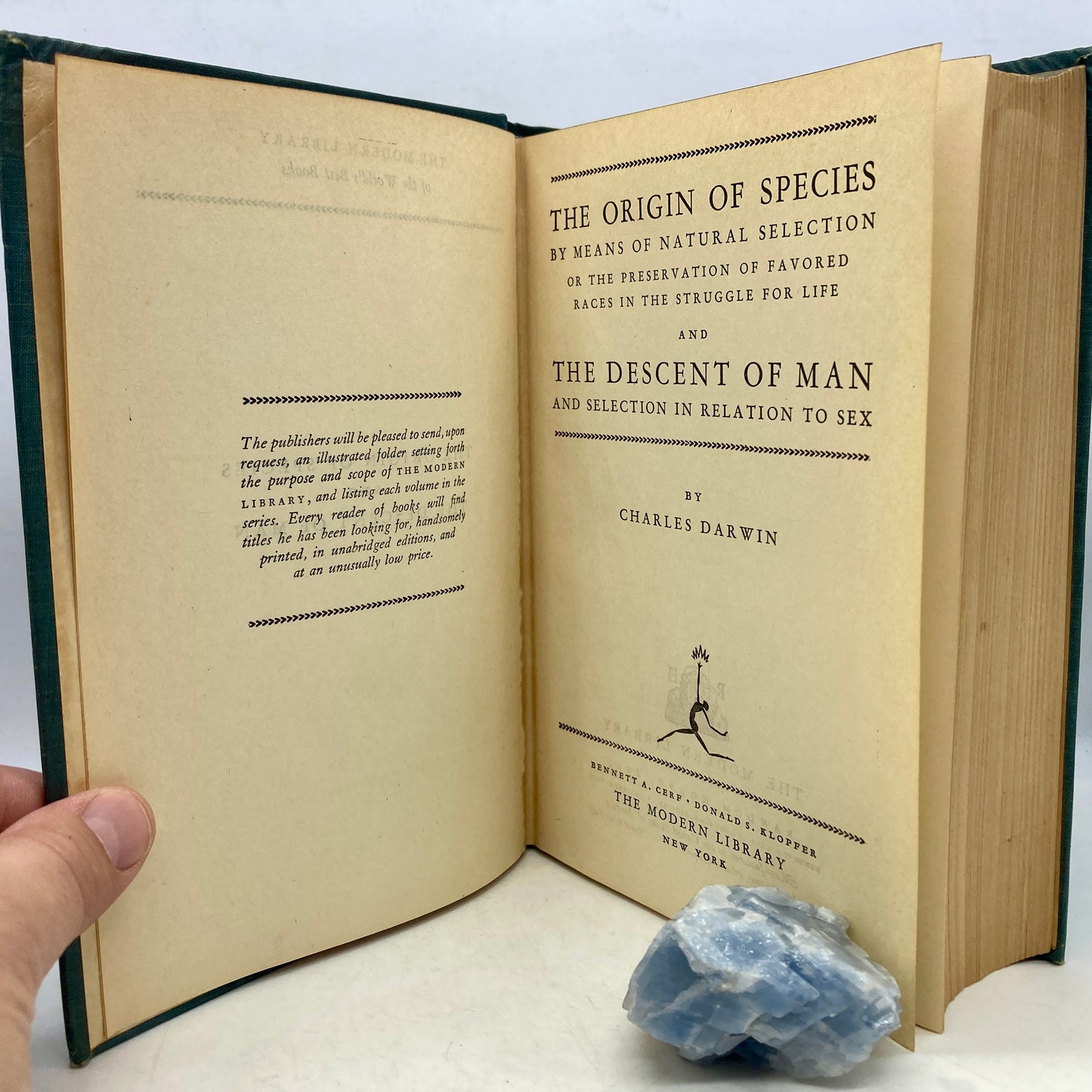 DARWIN, Charles "The Origin of Species and The Descent of Man" [Modern Library, c1950]
