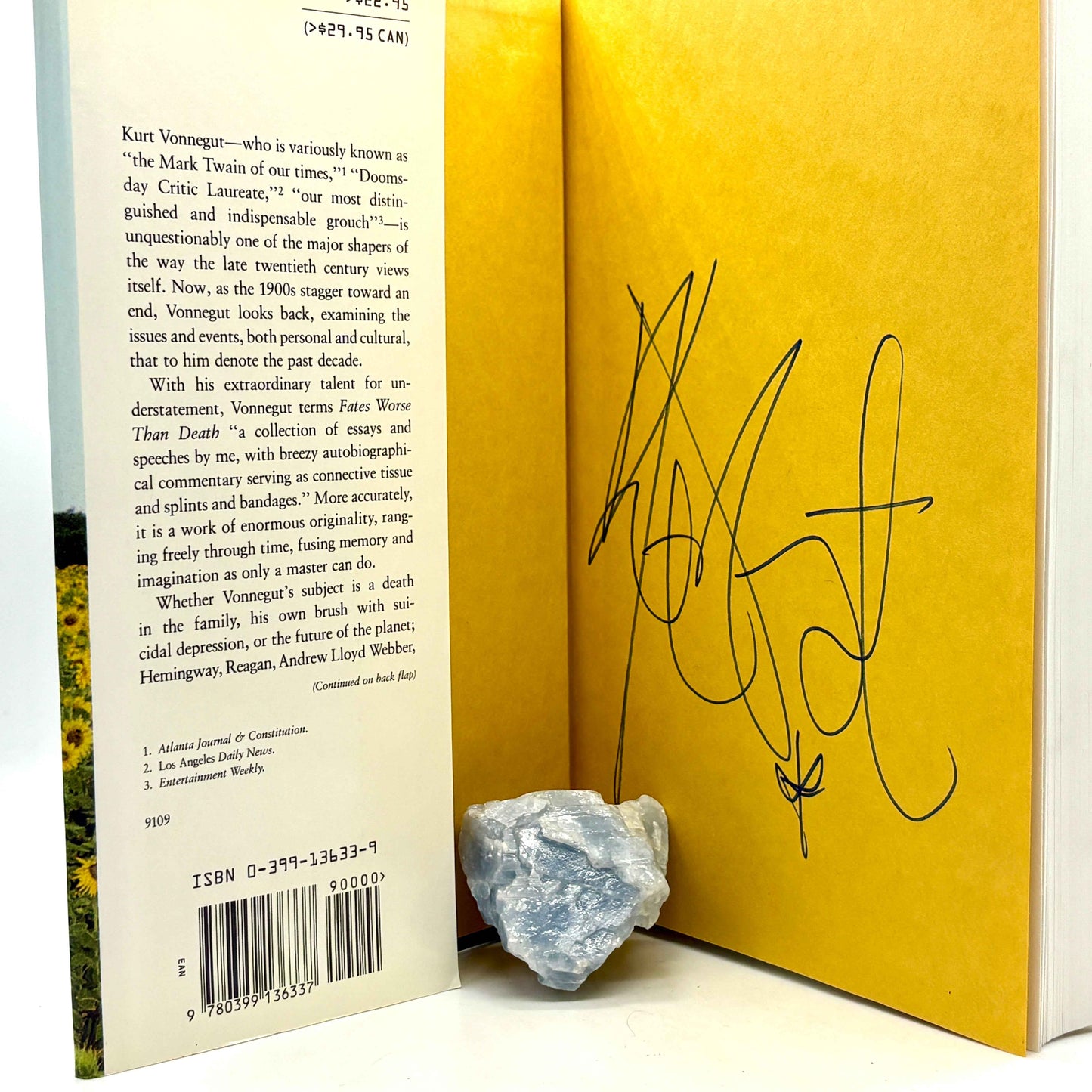 VONNEGUT, Kurt "Fates Worse Than Death" [Putnam’s, 1991] Signed 1st Edition