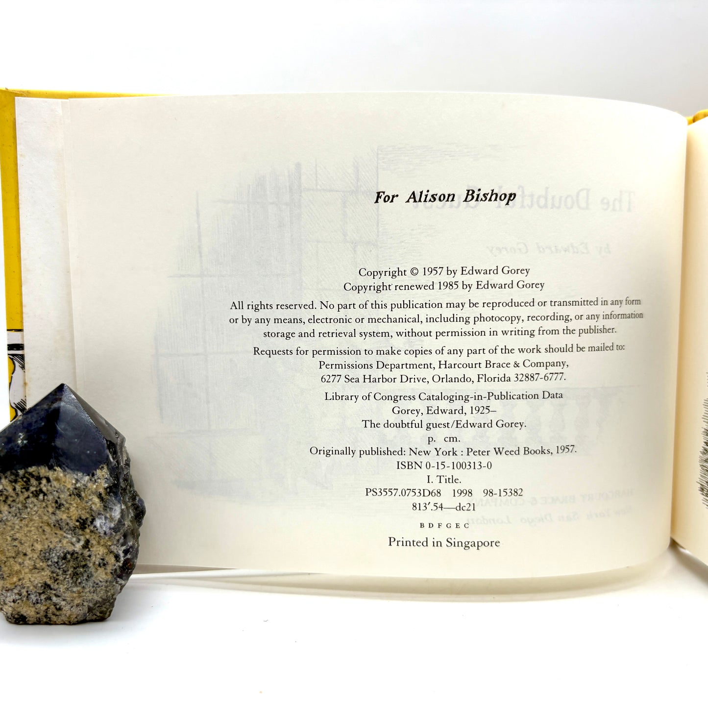GOREY, Edward "The Doubtful Guest" [Harcourt Brace, 1985] Signed