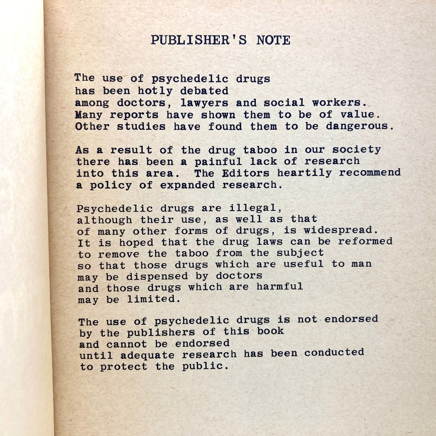 LEARY, Timothy "The Politics of Ecstasy" [College Notes & Texts, 1968]