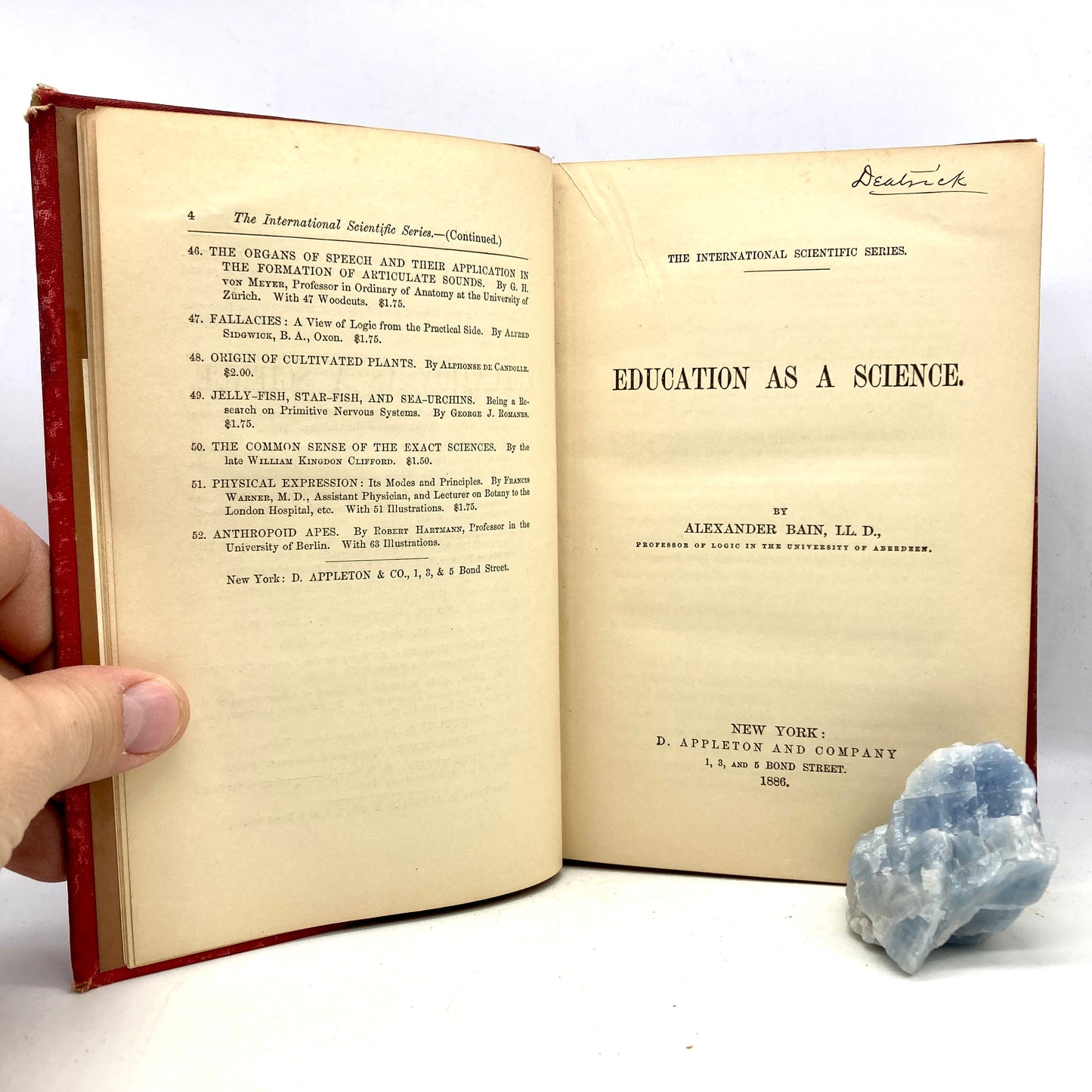 BAIN, Alexander "Education as a Science" [D. Appleton & Co, 1886] - Buzz Bookstore