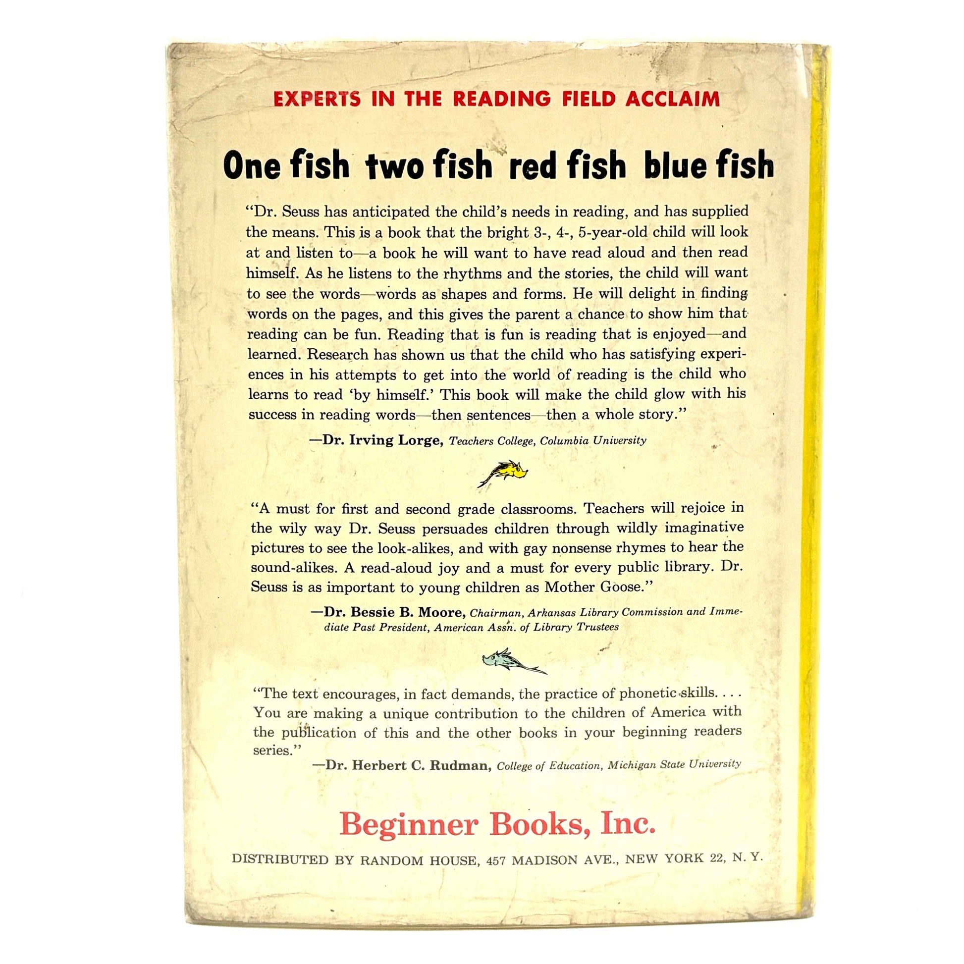 SEUSS, Dr. “One Fish Two Fish Red Fish Blue Fish” [Beginner Books, 1960] 1st Edition