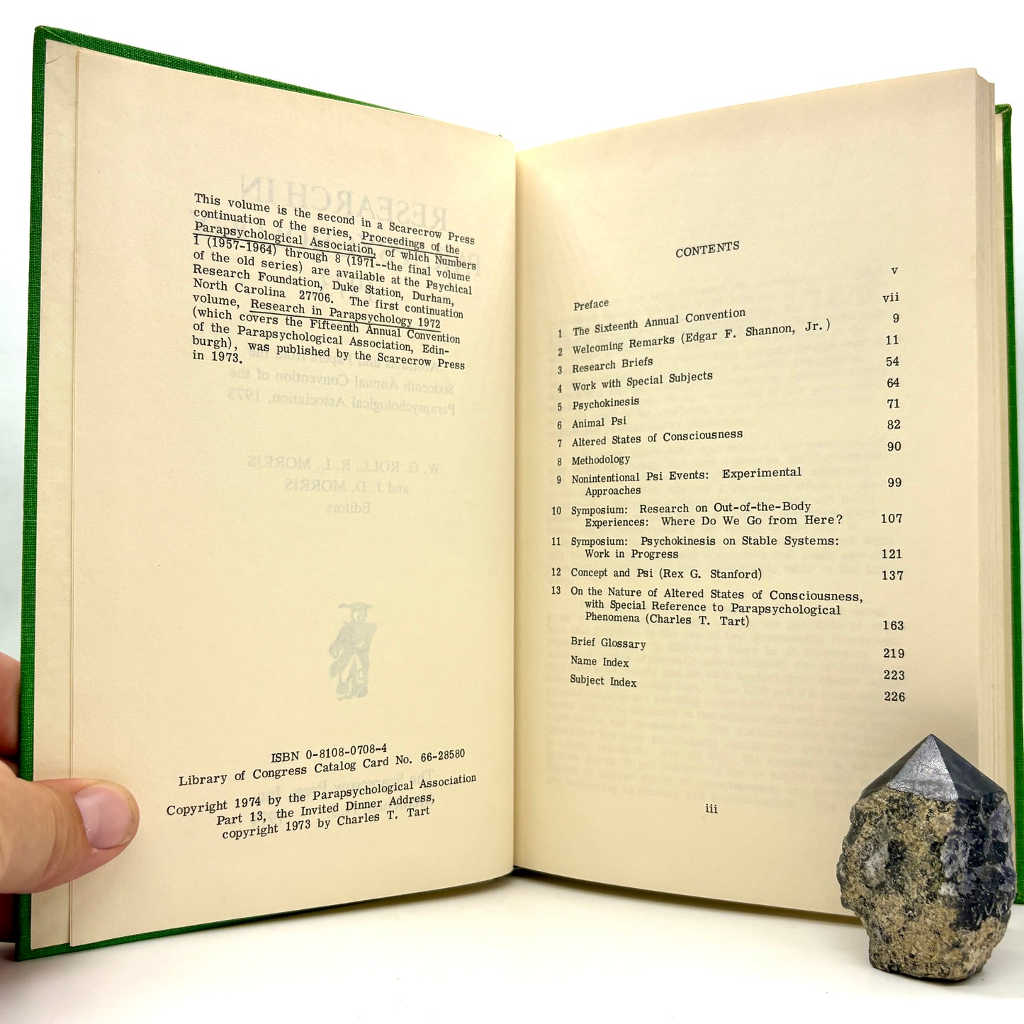"Research in Parapsychology, 1973" [The Scarecrow Press, 1974]