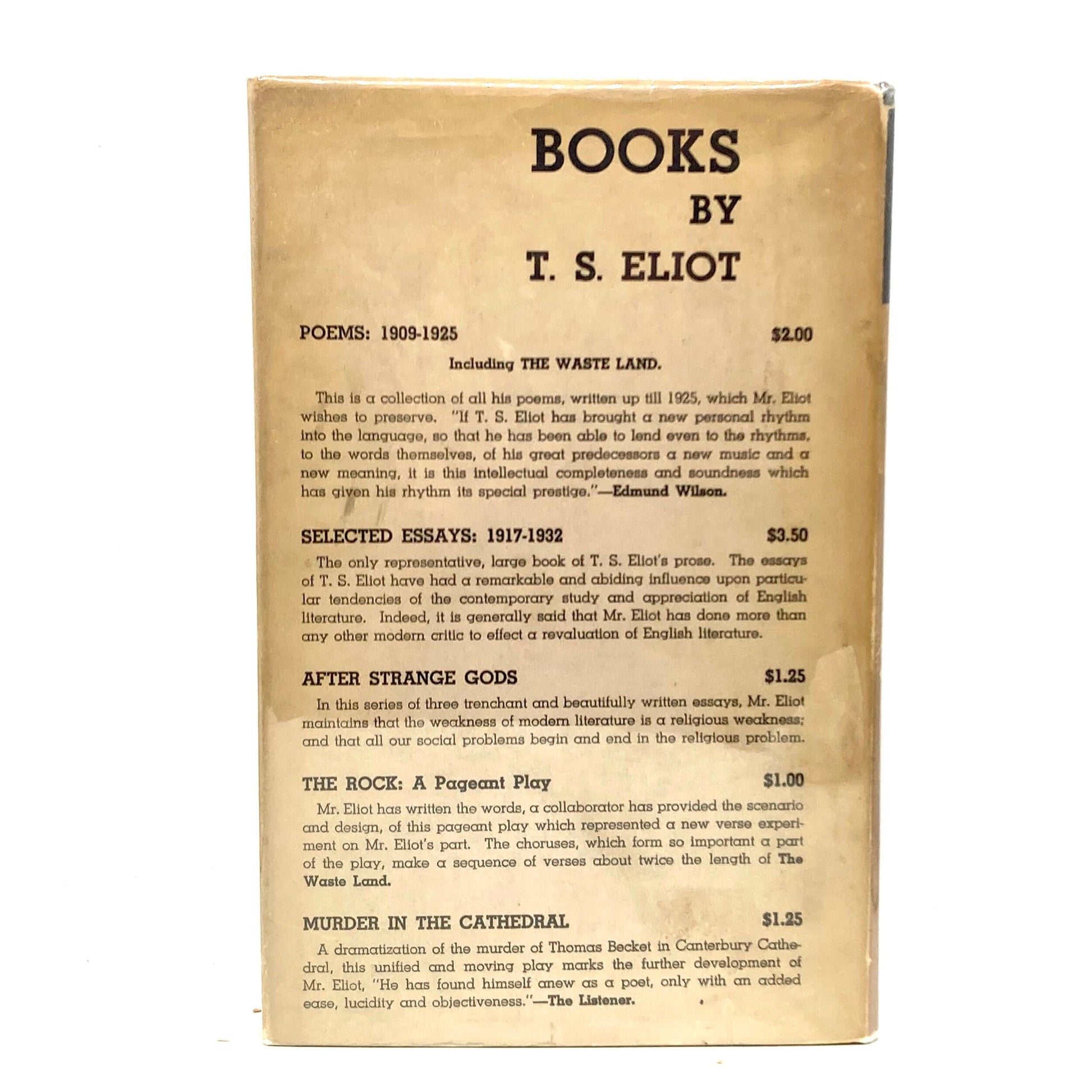 ELIOT, T.S. "Murder in the Cathedral" [Harcourt, Brace & Co, 1935] 1st Edition - Buzz Bookstore