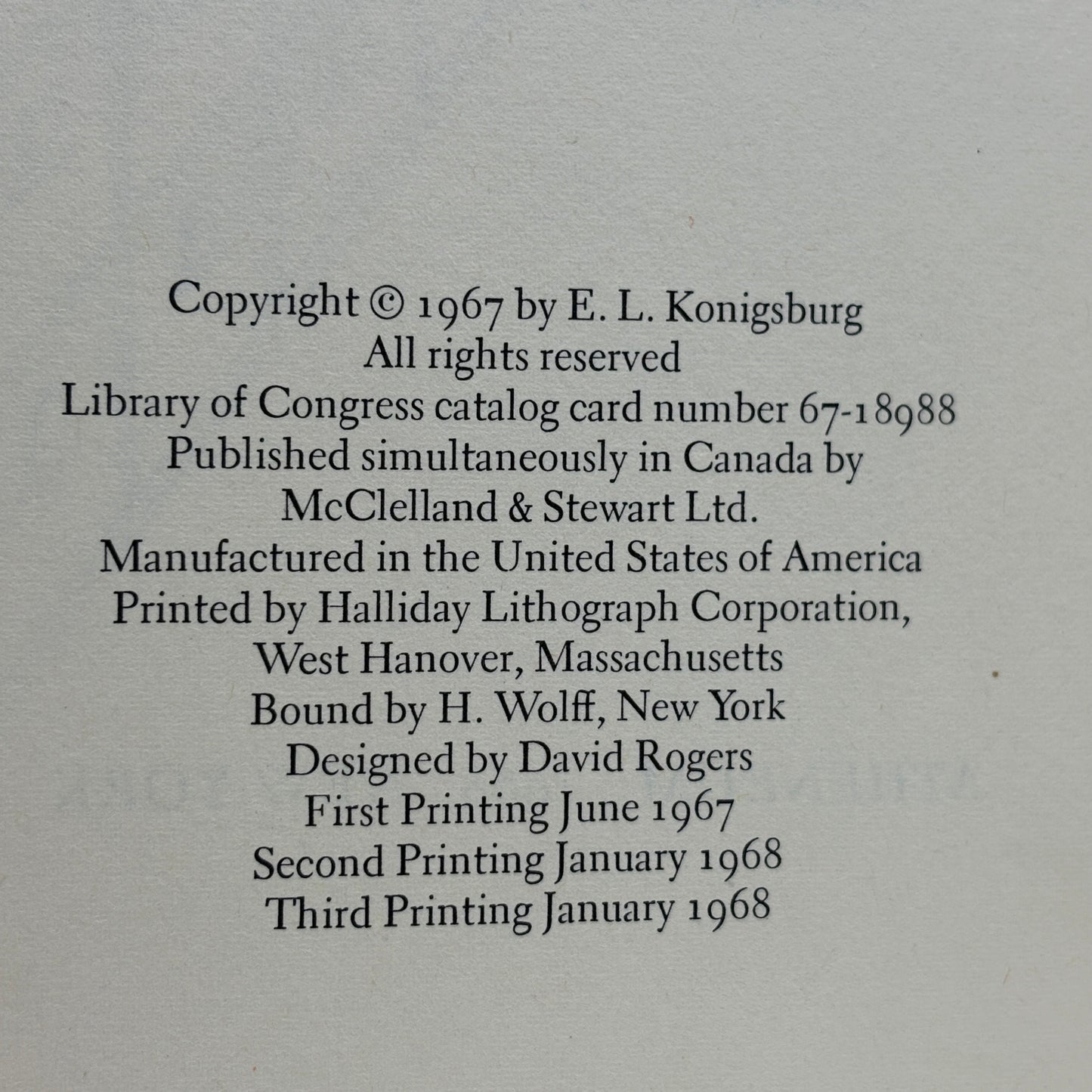 KONIGSBURG, E.L. "From the Mixed up Files of Mrs. Basil E. Frankweiler" [1968] Signed