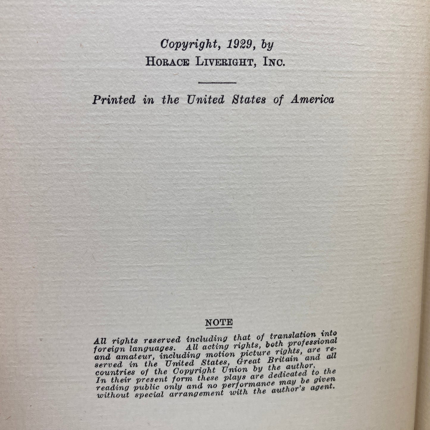 O'NEILL, Eugene "Dynamo" [Horace Liveright, 1929] 1st Edition, 1st Printing