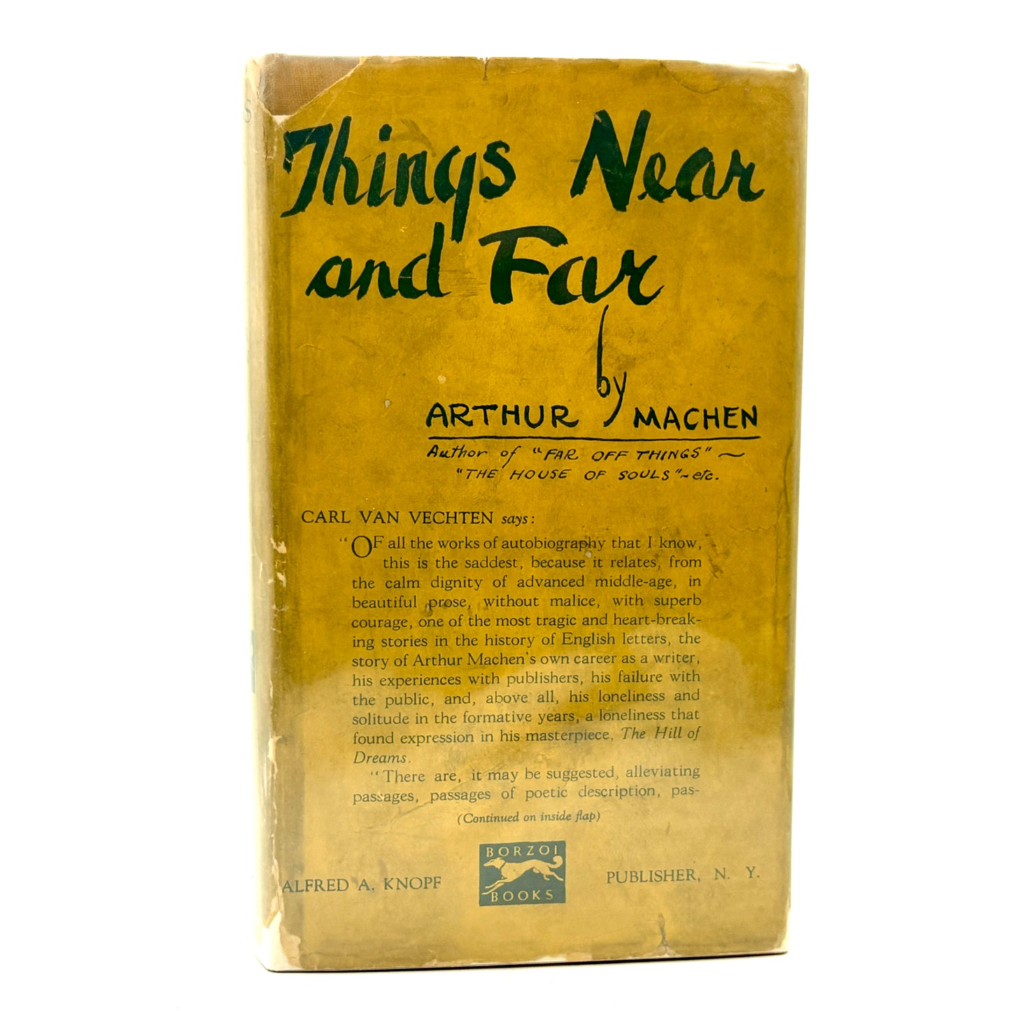 MACHEN, Arthur “Things Near and Far” [Alfred A. Knopf, 1923] 1st Edition