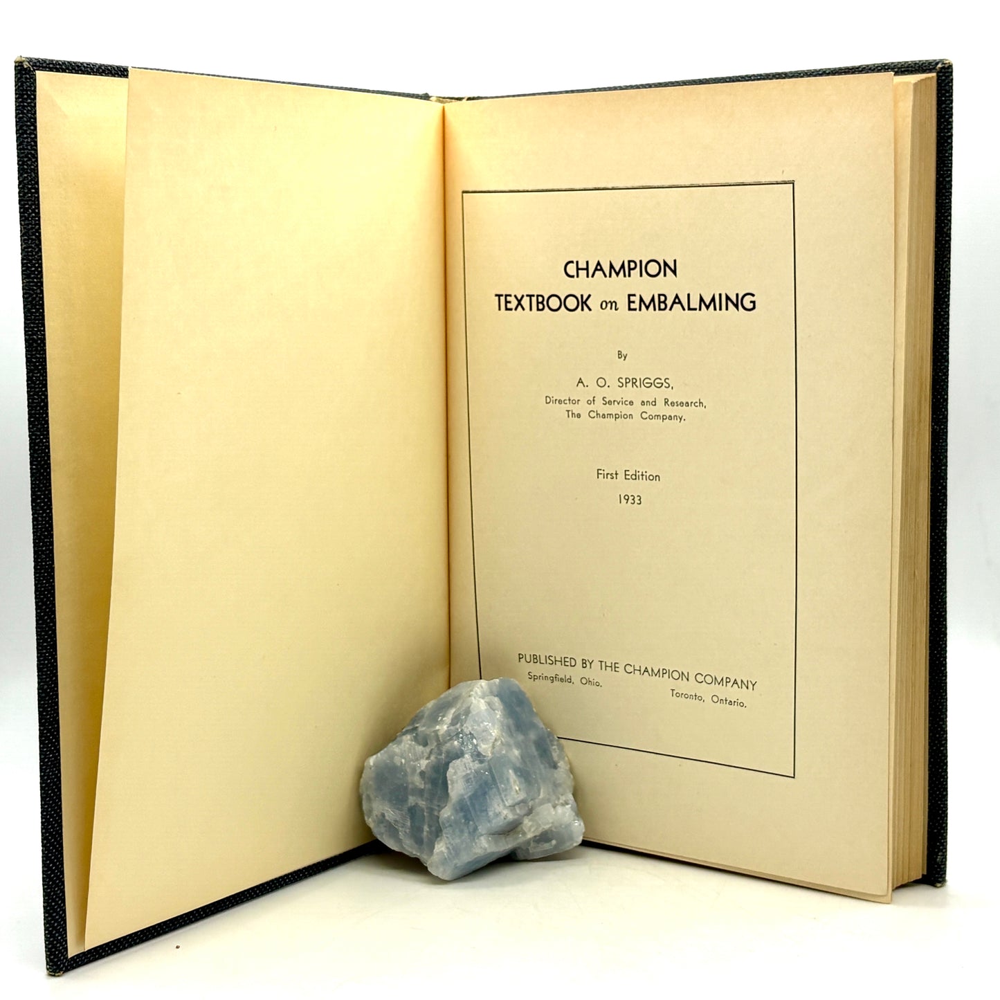 SPRIGGS, A. O. "Champion Textbook on Embalming" [The Champion Co, 1933]