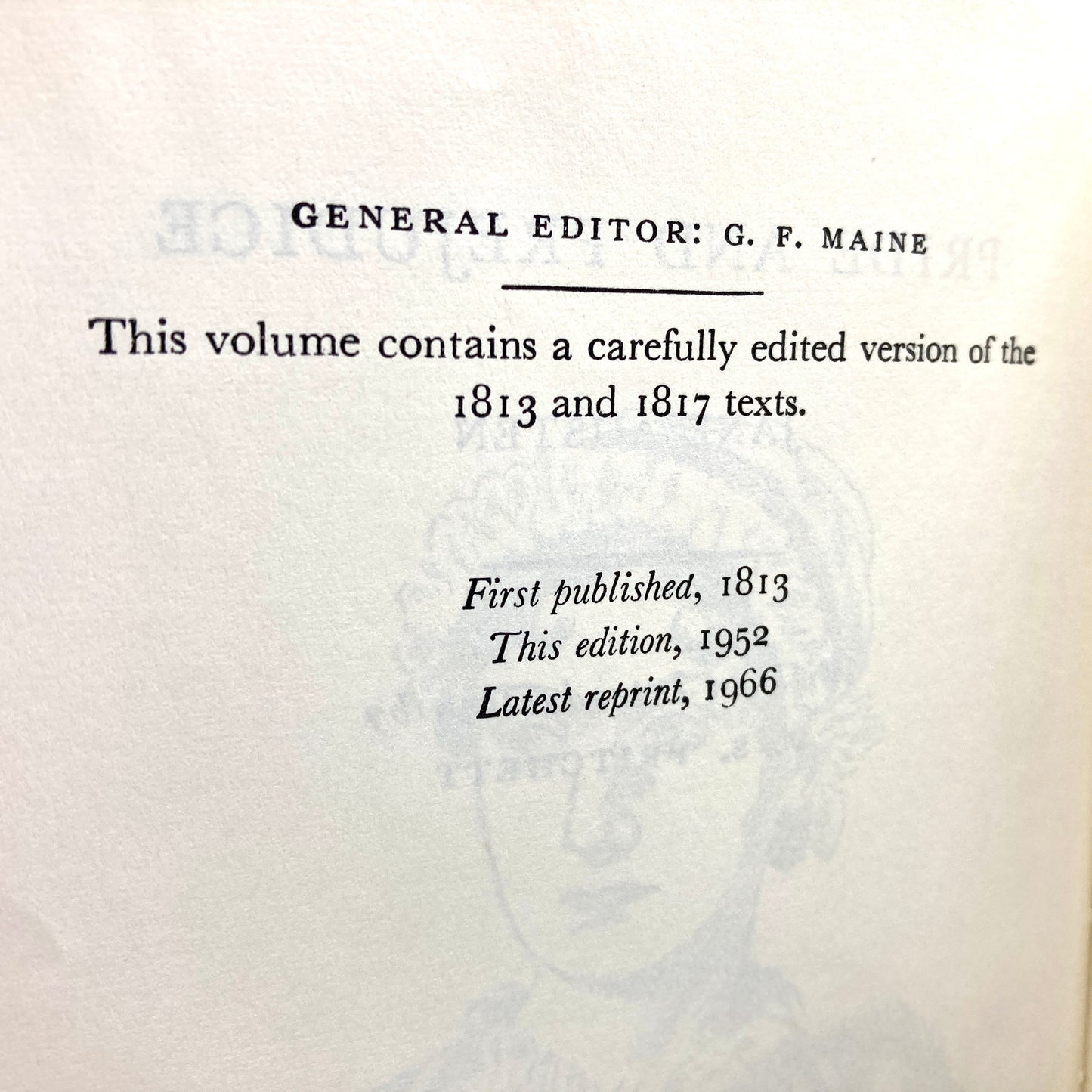 AUSTEN, Jane "Pride and Prejudice" [Collins, 1966]