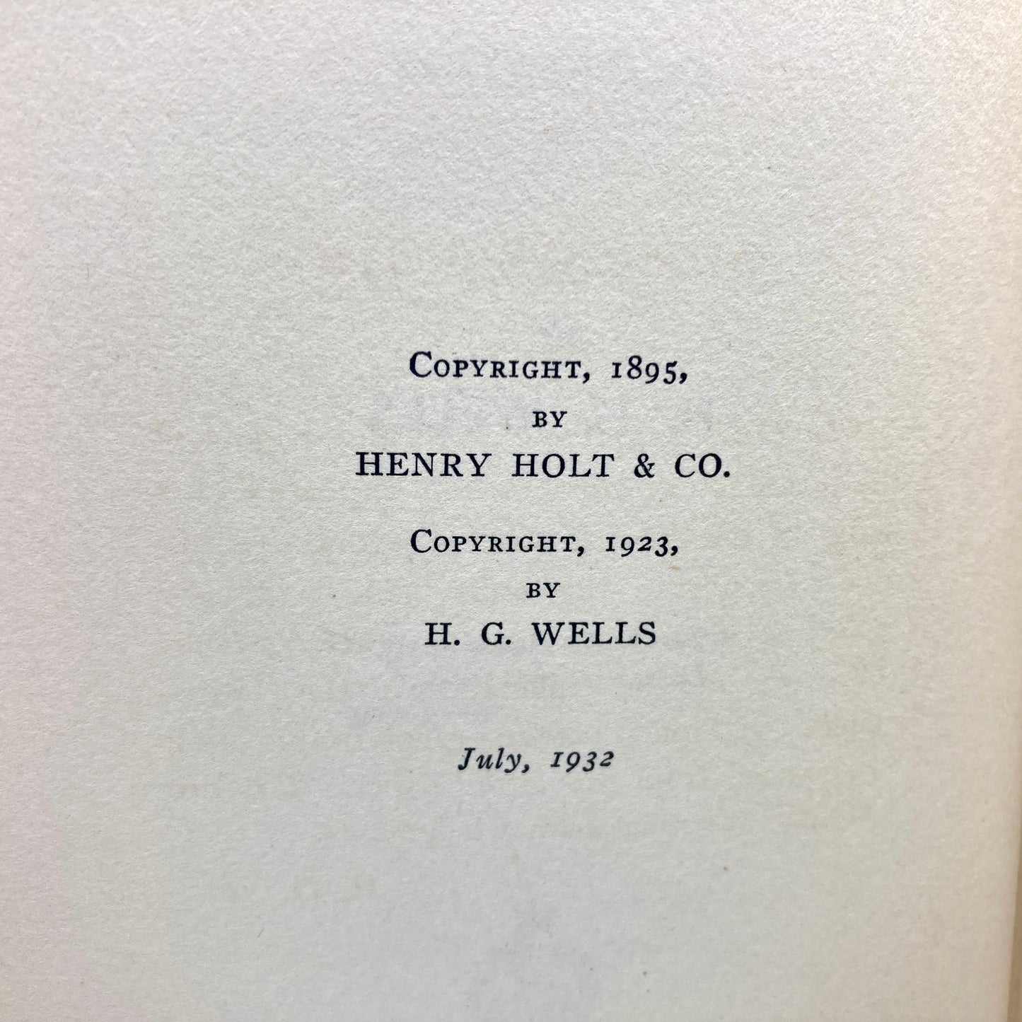 WELLS, H.G. "The Time Machine" [Henry Holt, 1932]