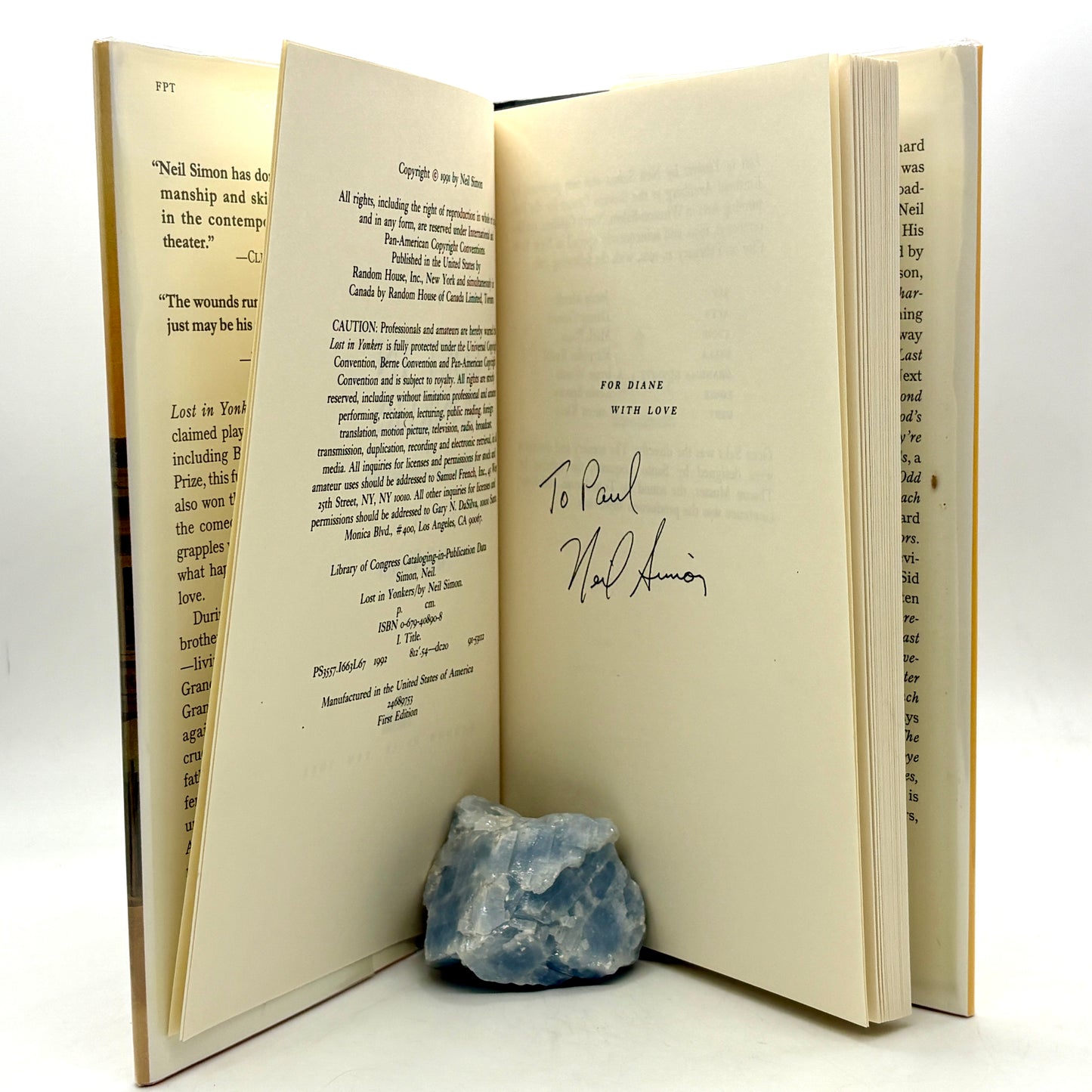 SIMON, Neil “Lost in Yonkers” [Random House, 1991] Signed 1st Edition