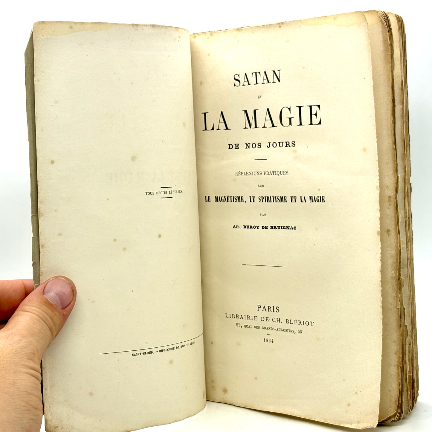 DE BRUIGNAC, Alb. Duroy "Satan et La Magie de Nos Jours" [Ch. Bleriot, 1864]