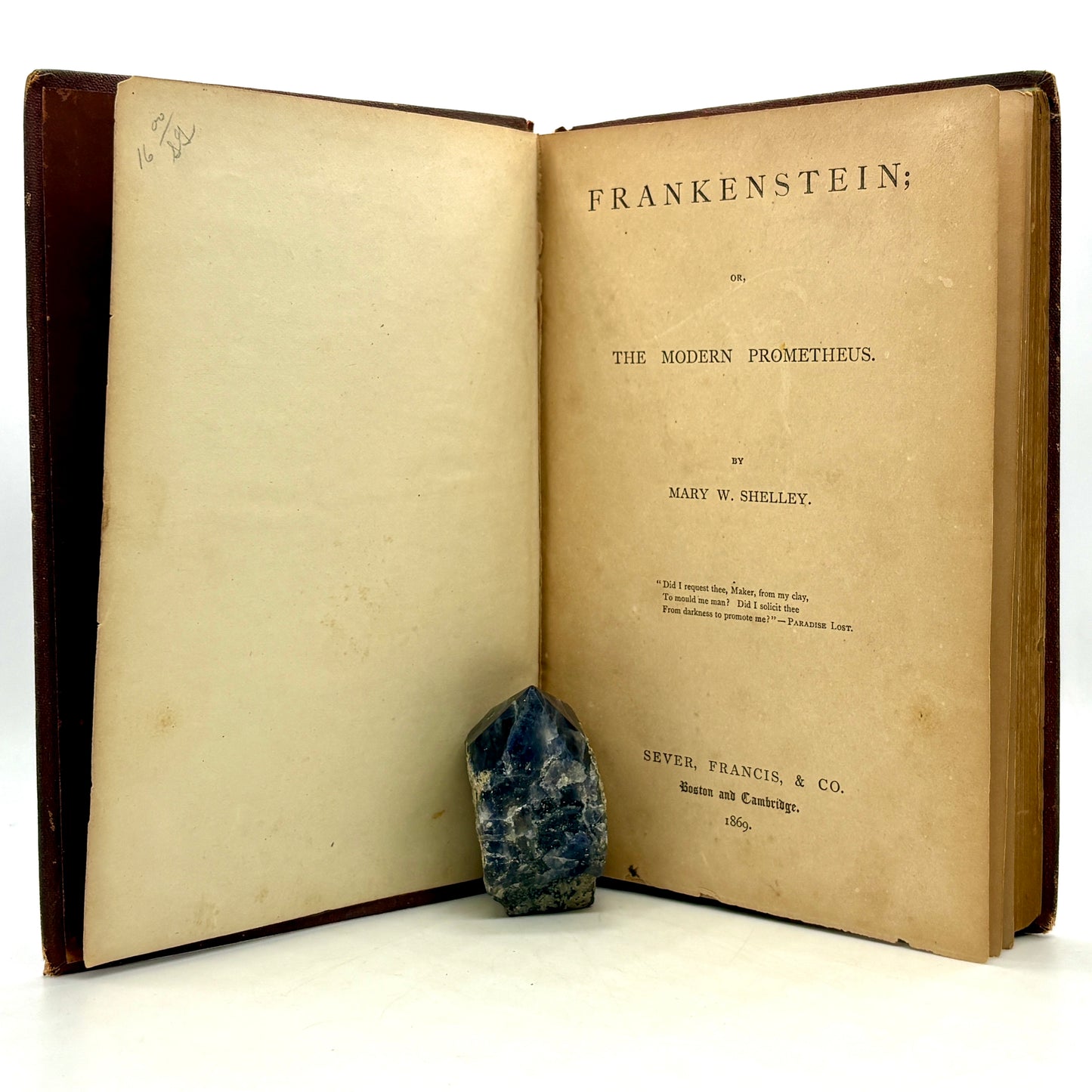 Shelley, Mary W. "Frankenstein" [Sever, Francis, & Co., 1869] 3rd American Edition