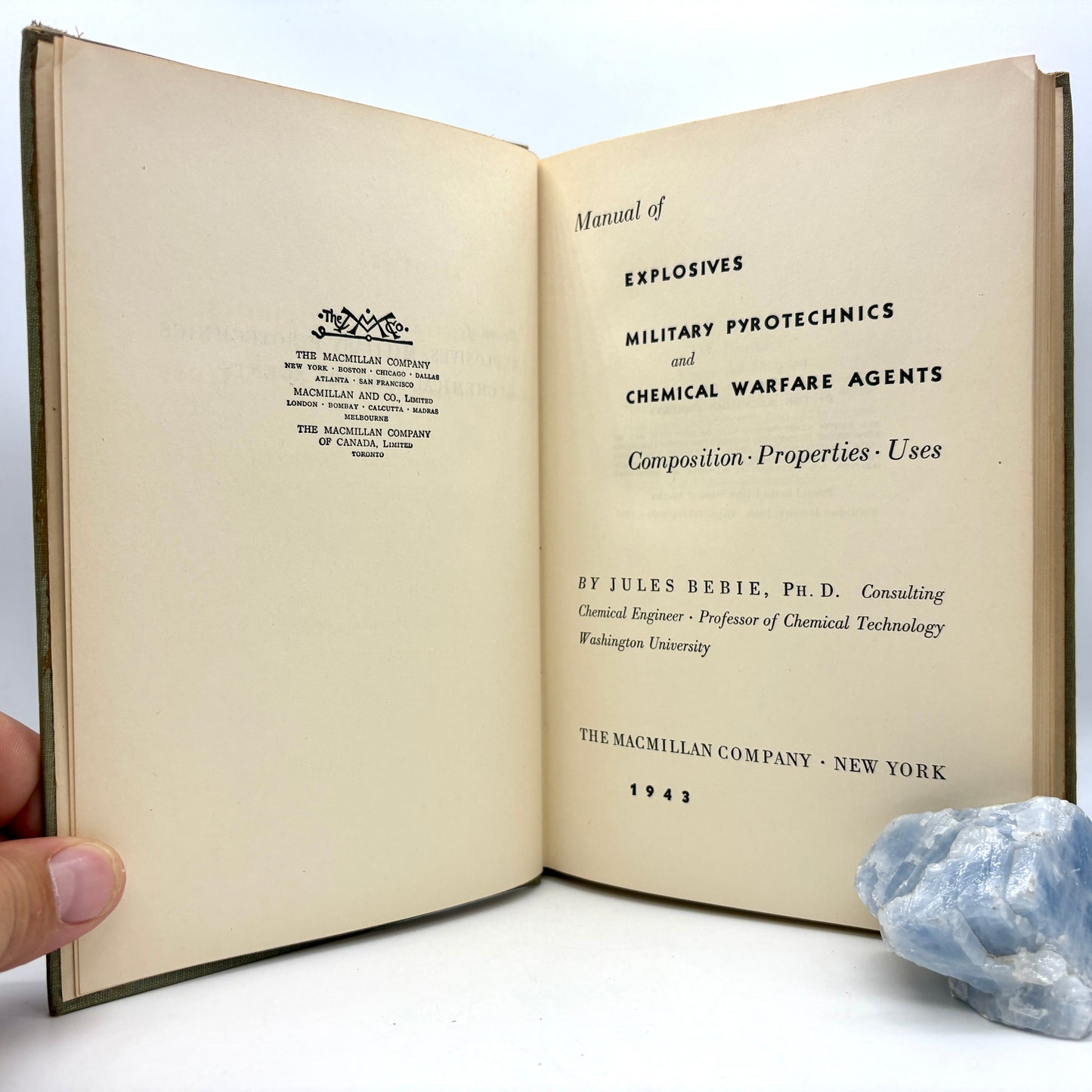 BEBIE, Jules "Explosives, Military Pyrotechnics, and Chemical Warfare Agents" [1943]