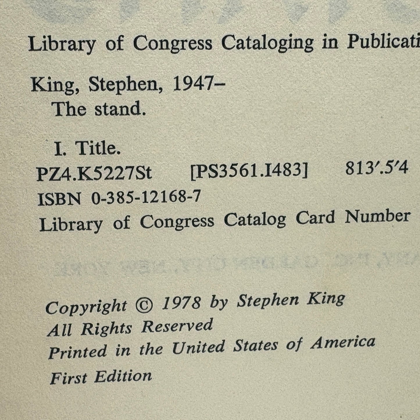 KING, Stephen “The Stand” [Doubleday & Company, 1978] 1st Printing