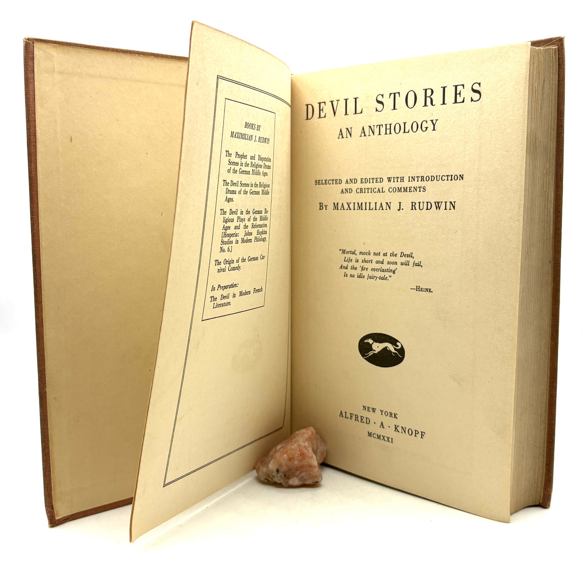 Rudwin, Maximilian J. “Devil Stories” [Alfred A. Knopf, 1921] First Edition