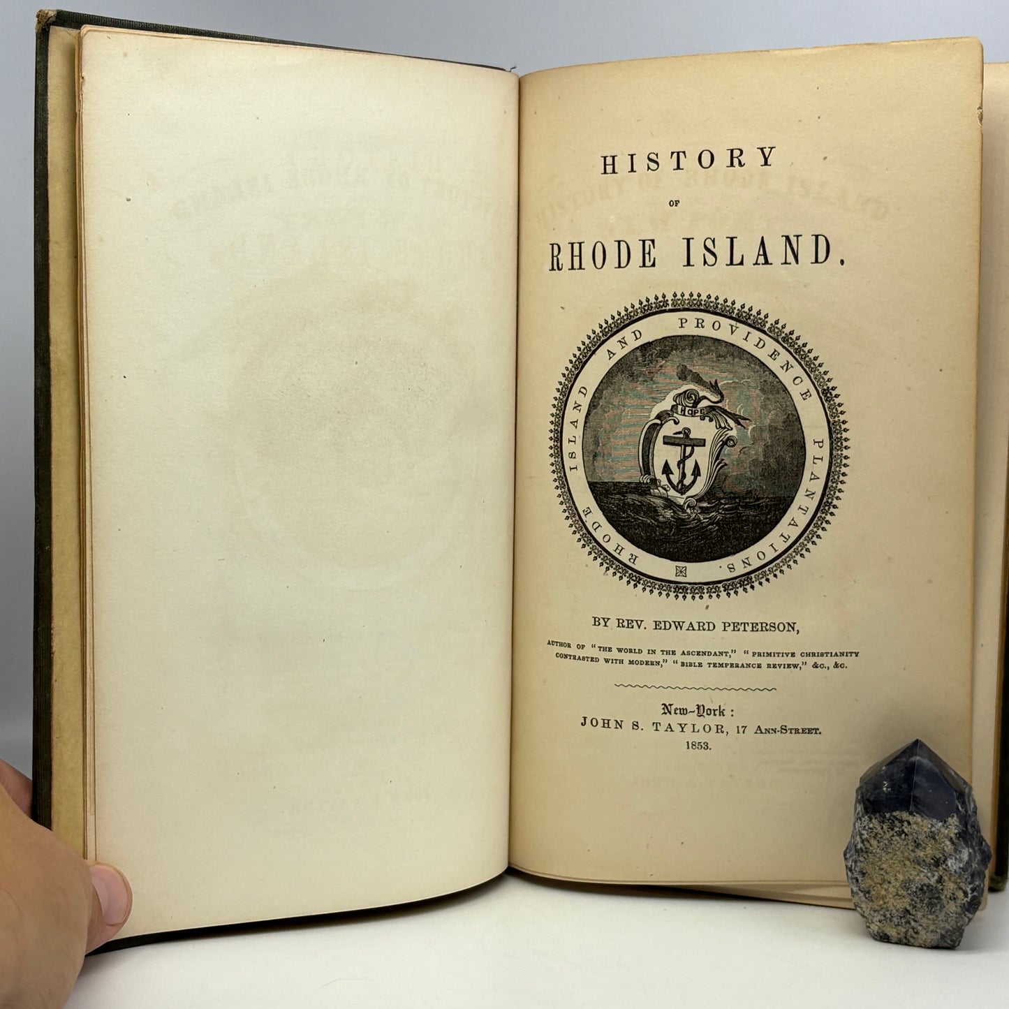 PETERSON, Rev. Edward "A History of Rhode Island" [John S. Taylor, 1853] 1st Edition