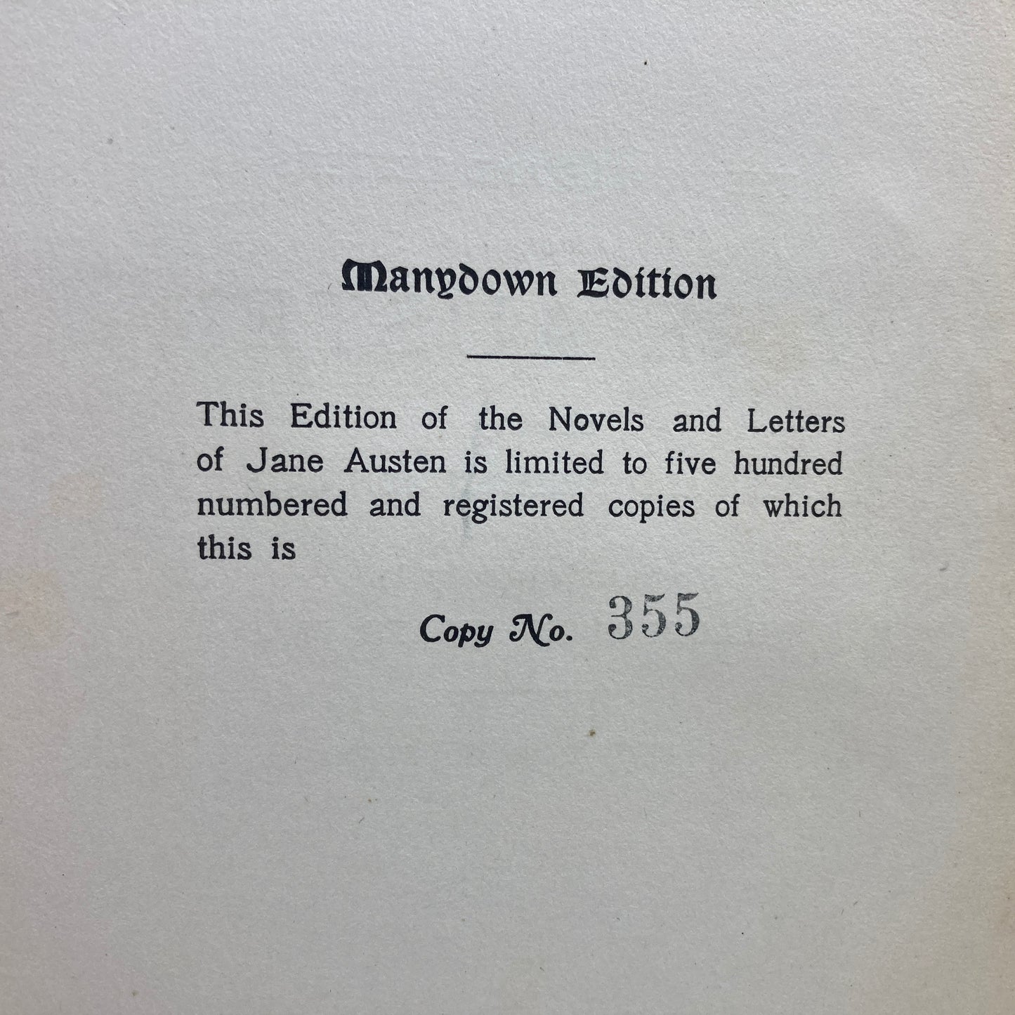 AUSTEN, Jane "Mansfield Park" [Society of English & French Literature, n.d./1906]