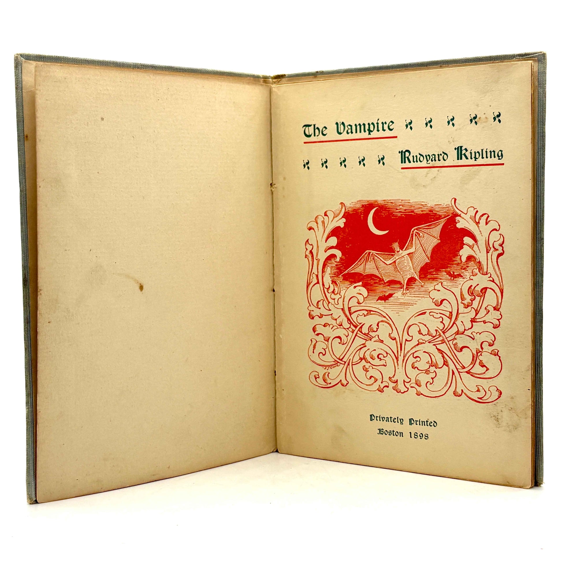 KIPLING, Rudyard "The Vampire" [Privately Printed, 1898]