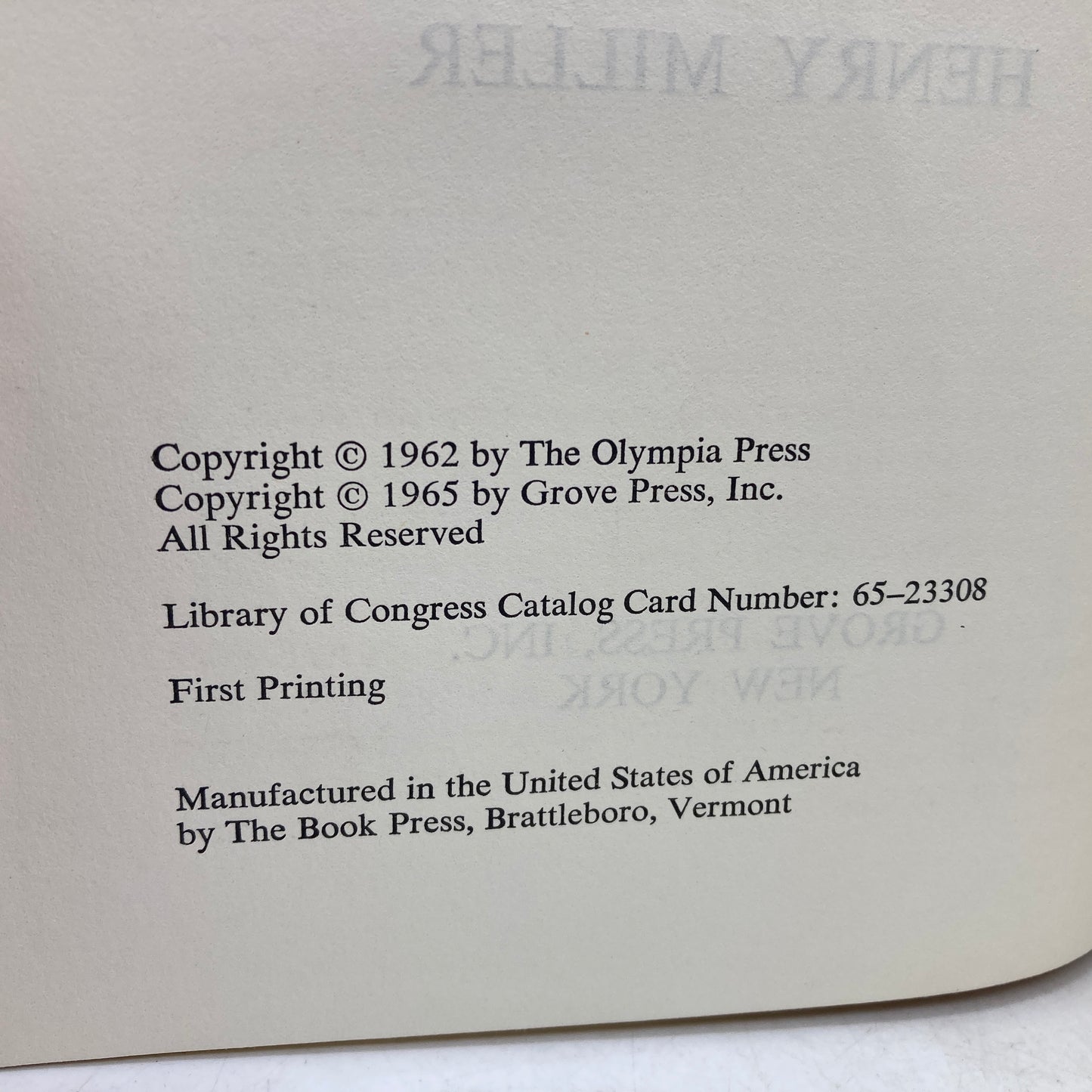 MILLER, Henry "The Rosy Crucifixion" [Grove Press, 1965] 1st US Edition