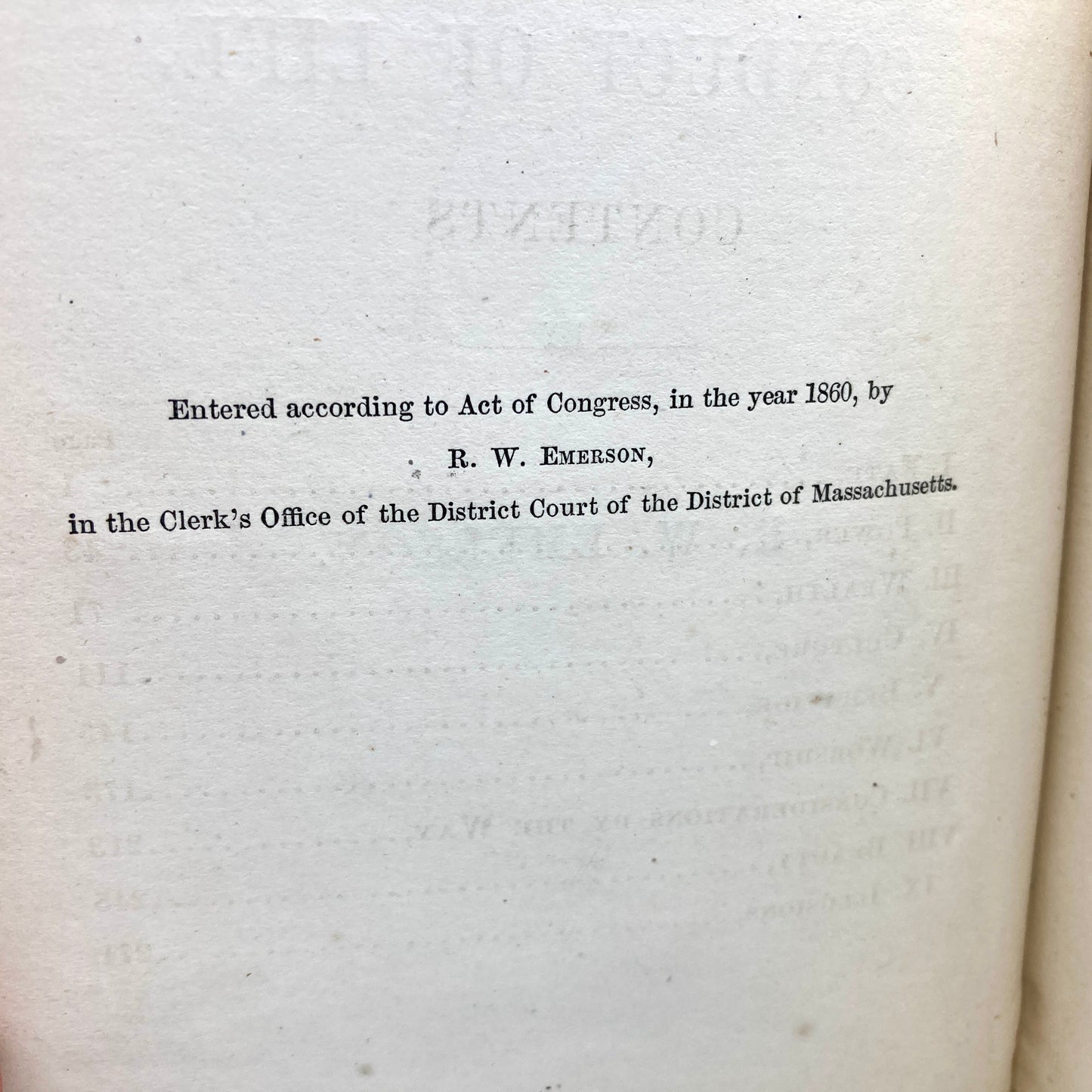 EMERSON, Ralph Waldo "The Conduct of Life" [Ticknor & Fields, 1860] 1st Edition