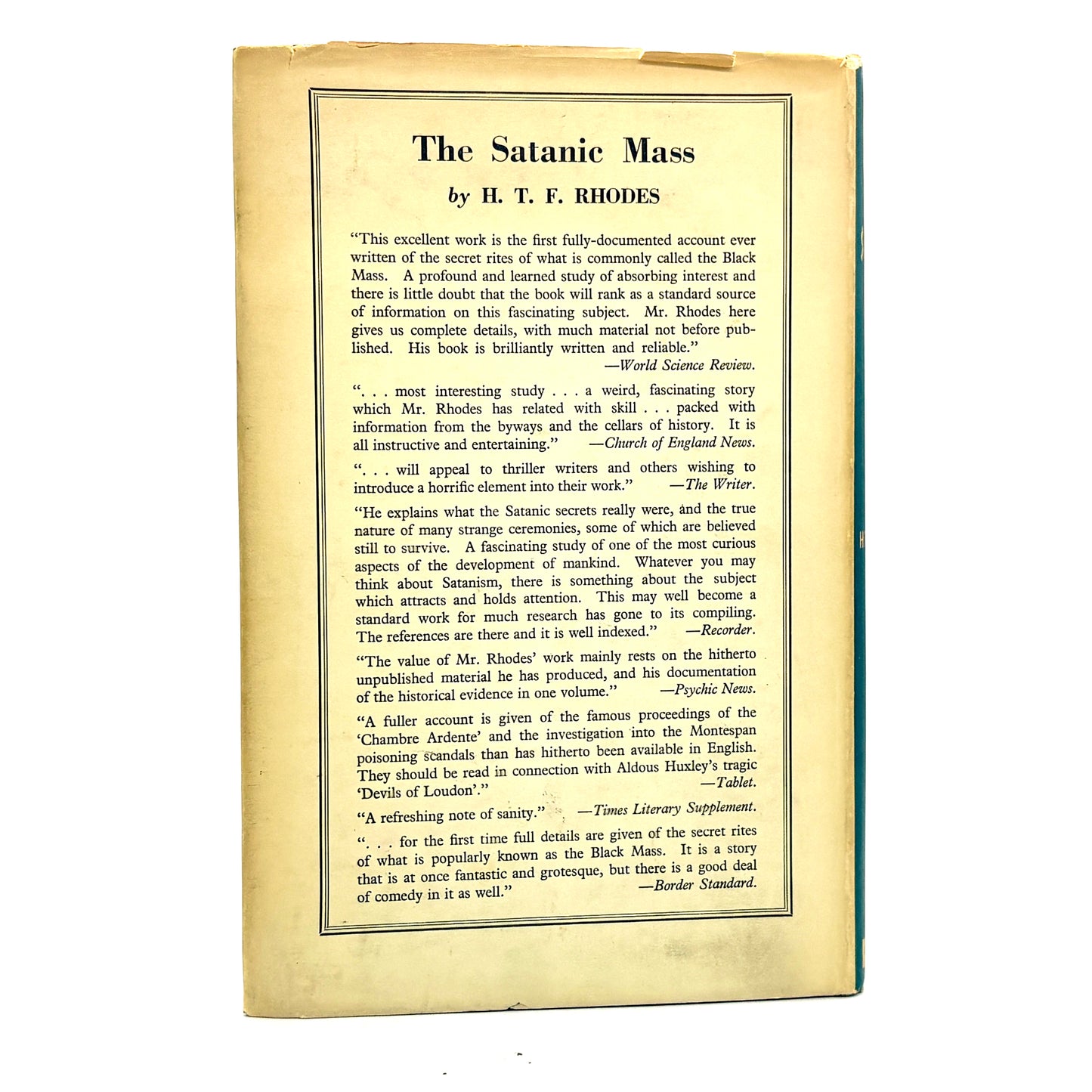 Rhodes, H. T. F. "The Satanic Mass" [Citadel Press, 1955] First Edition, Demonology