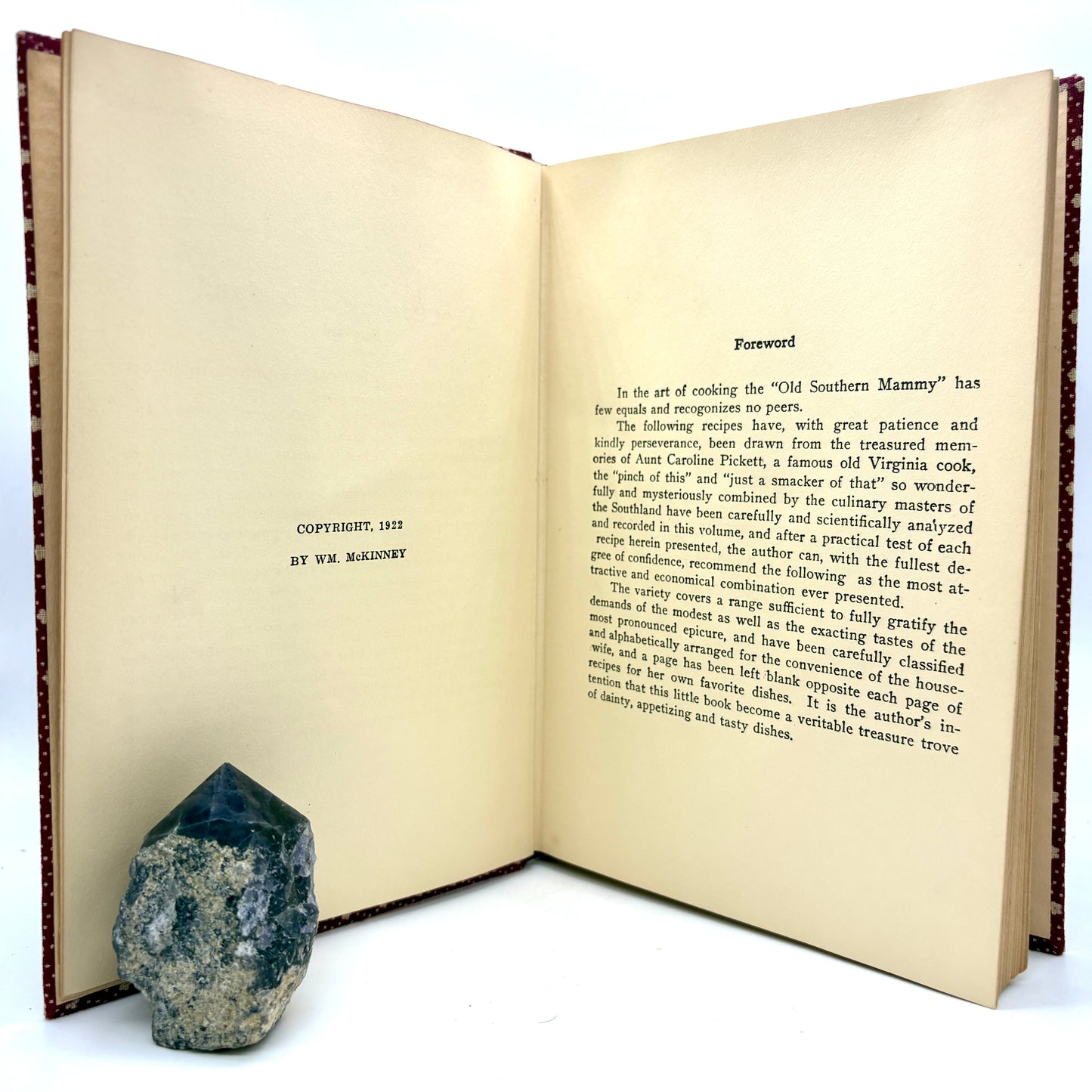 MCKINNEY, Emma & William "Aunt Caroline's Dixieland Recipes" [Laird & Lee, 1922] 1st Edition