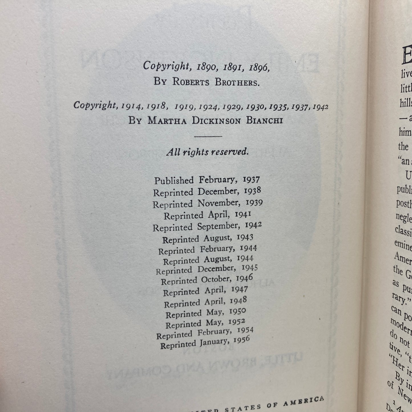 DICKINSON, Emily "Poems" [Little, Brown & Co, 1956]