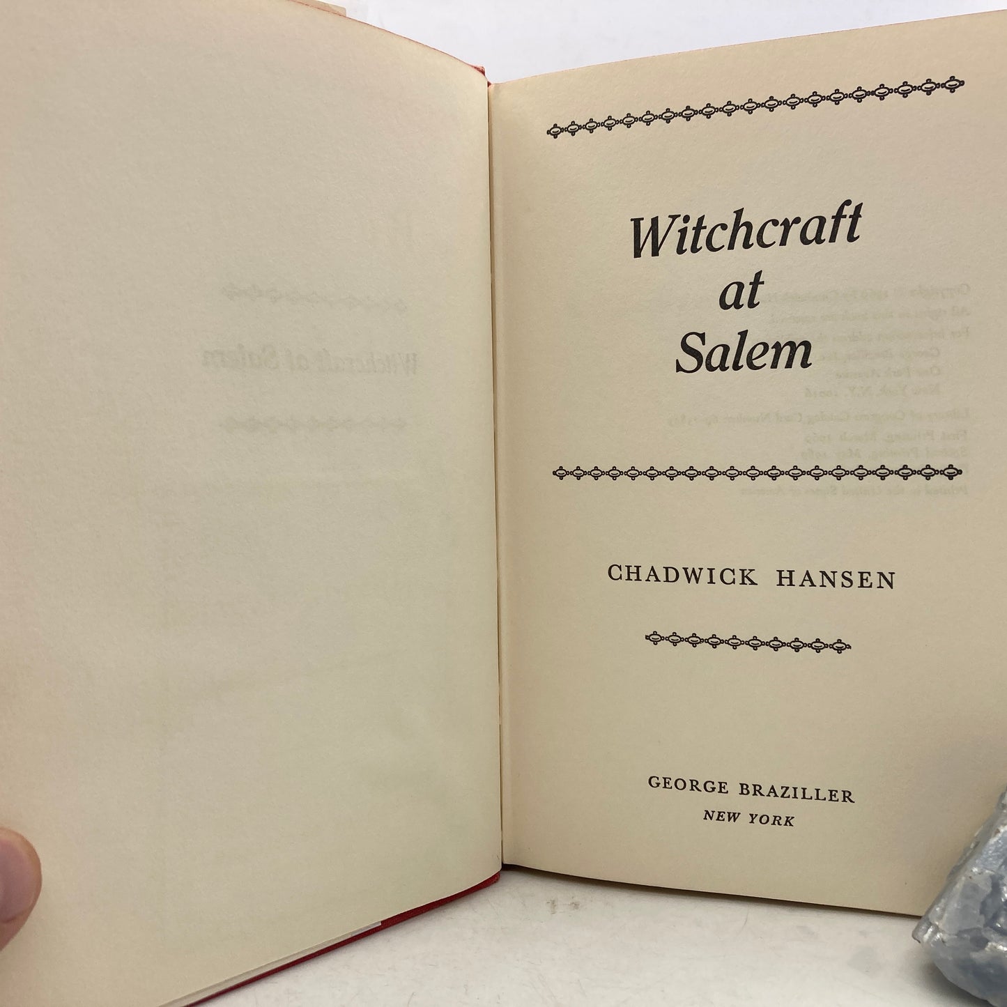 HANSEN, Chadwick "Witchcraft at Salem" [George Braziller, 1970] 1st/2nd