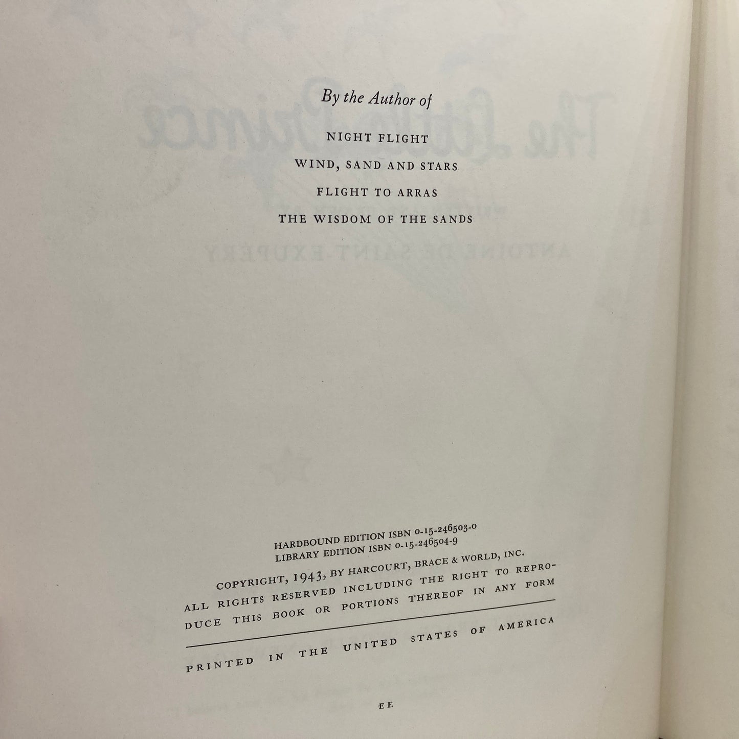 DE SAINTE-EXUPERY, Antoine "The Little Prince" [Harcourt, Brace & World, 1943/c1967]