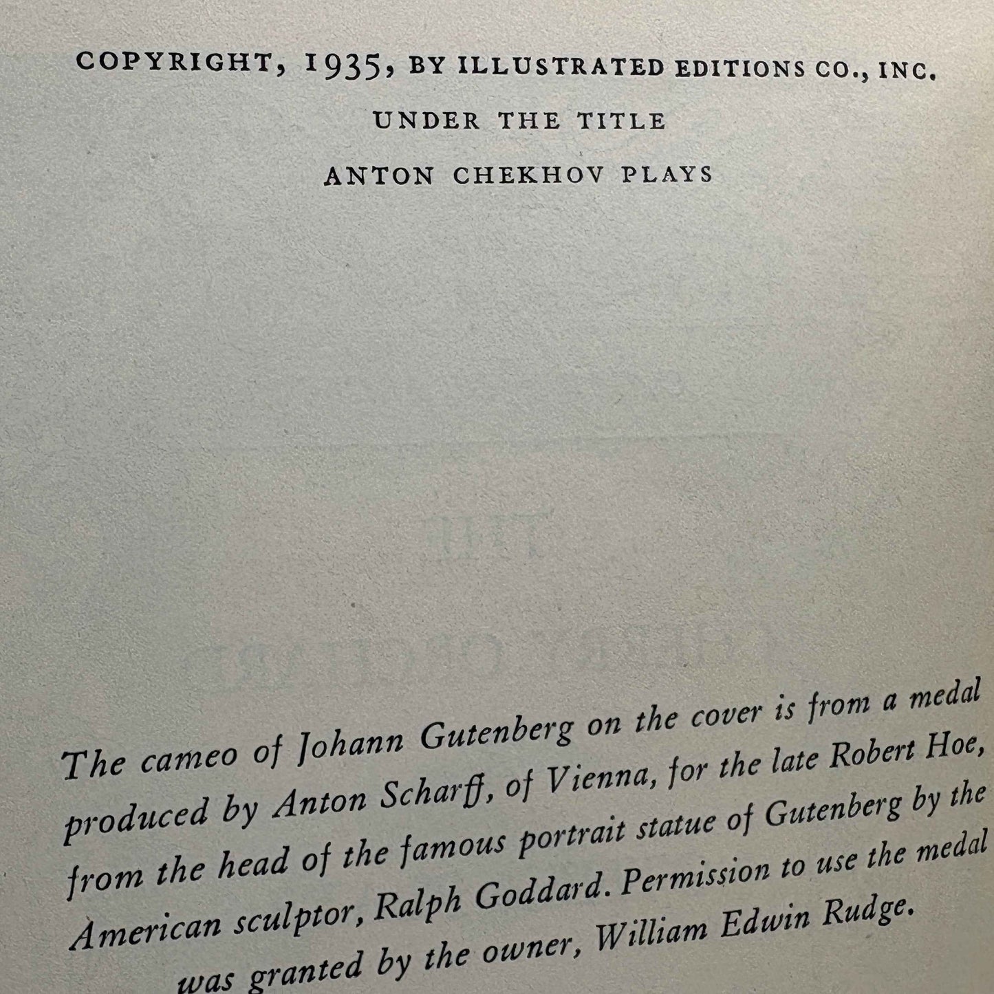 CHEKHOV, Anton "The Cherry Orchard" [Grosset & Dunlap, 1935]