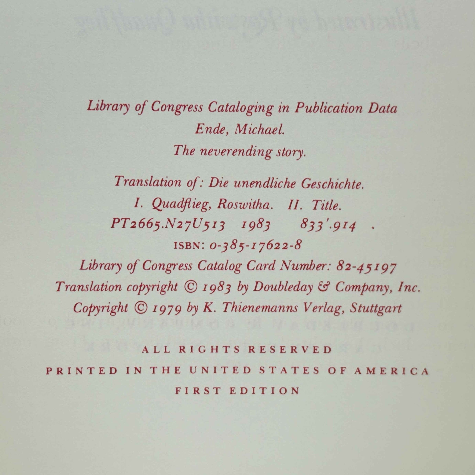 ENDE, Michael "The Neverending Story" [Doubleday, 1983] 1st Edition