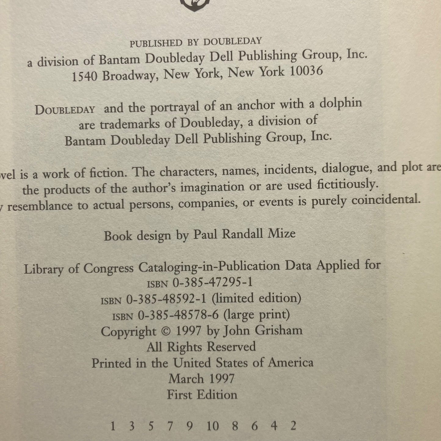 GRISHAM, John "The Partner" [Doubleday, 1997] 1st Edition (Signed) - Buzz Bookstore