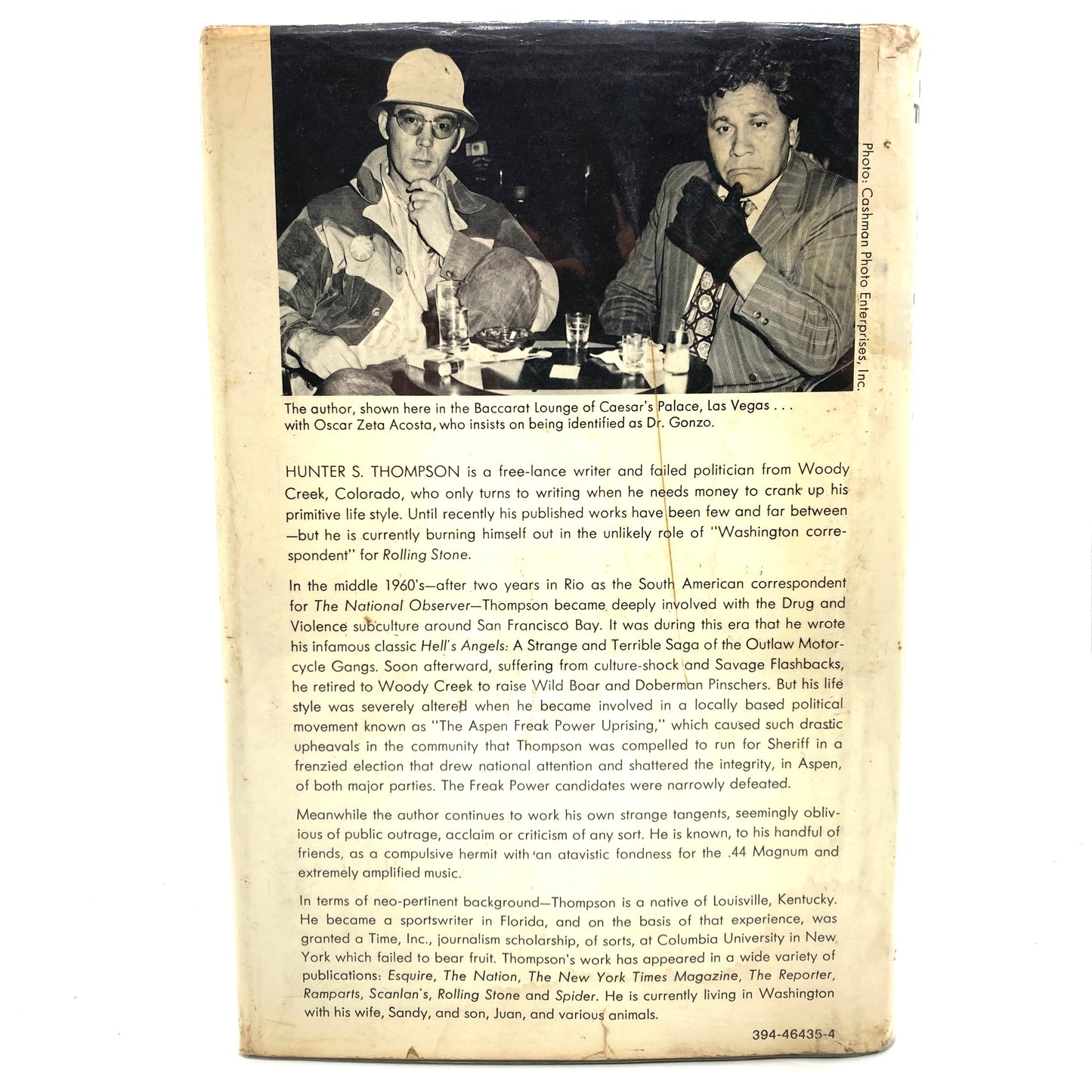 THOMPSON, Hunter S. "Fear and Loathing in Las Vegas" [Random House, 1971] 1st Edition