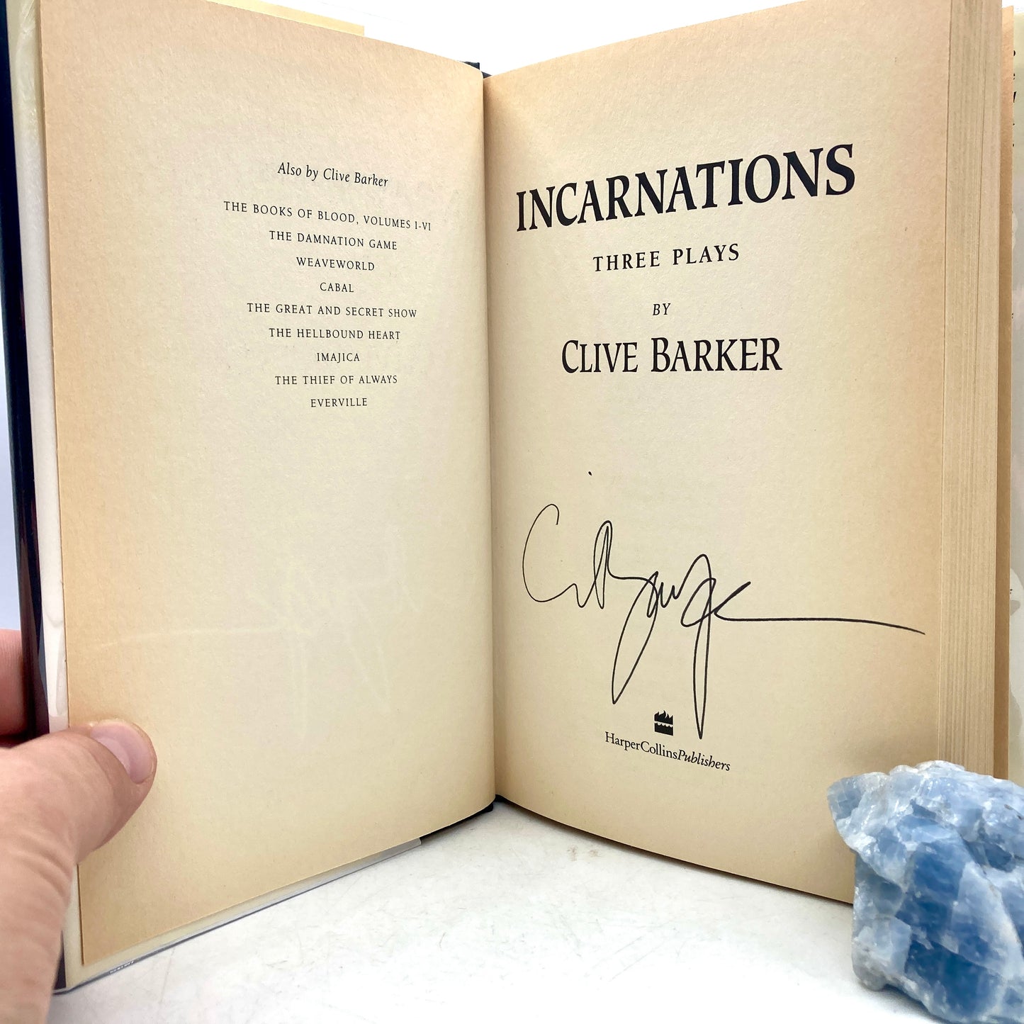 BARKER, Clive "Incantations, Three Plays" [Harper Collins, 1996] Signed 1st Edition