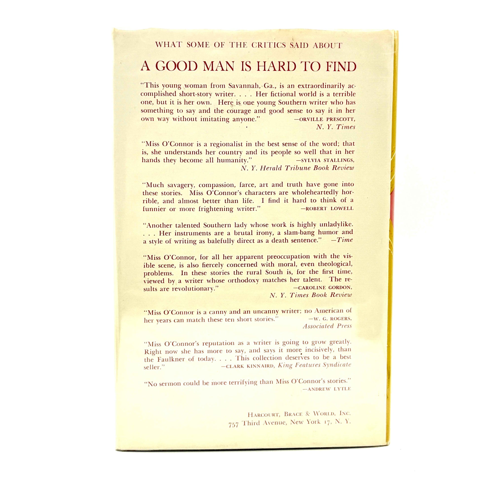 O'CONNOR, Flannery "A Good Man is Hard to Find" [Harcourt, 1955] 9th Printing