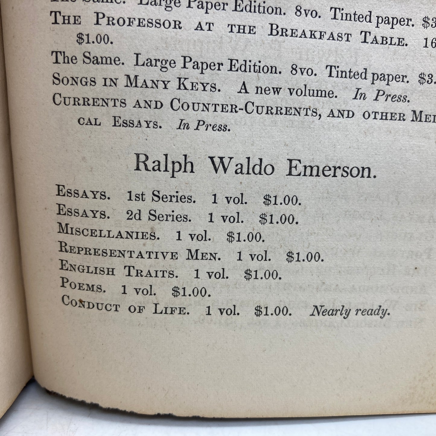 EMERSON, Ralph Waldo "The Conduct of Life" [Ticknor & Fields, 1860] 1st Edition