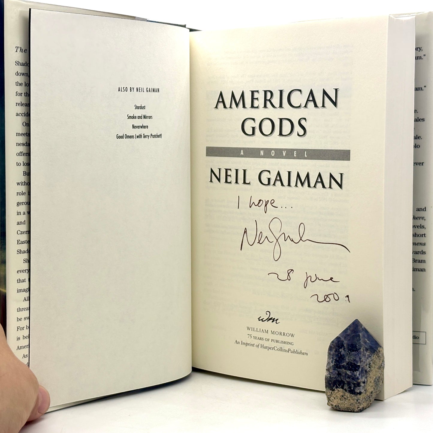 GAIMAN, Neil “American Gods” [William Morrow, 2001] Inscribed 1st Printing