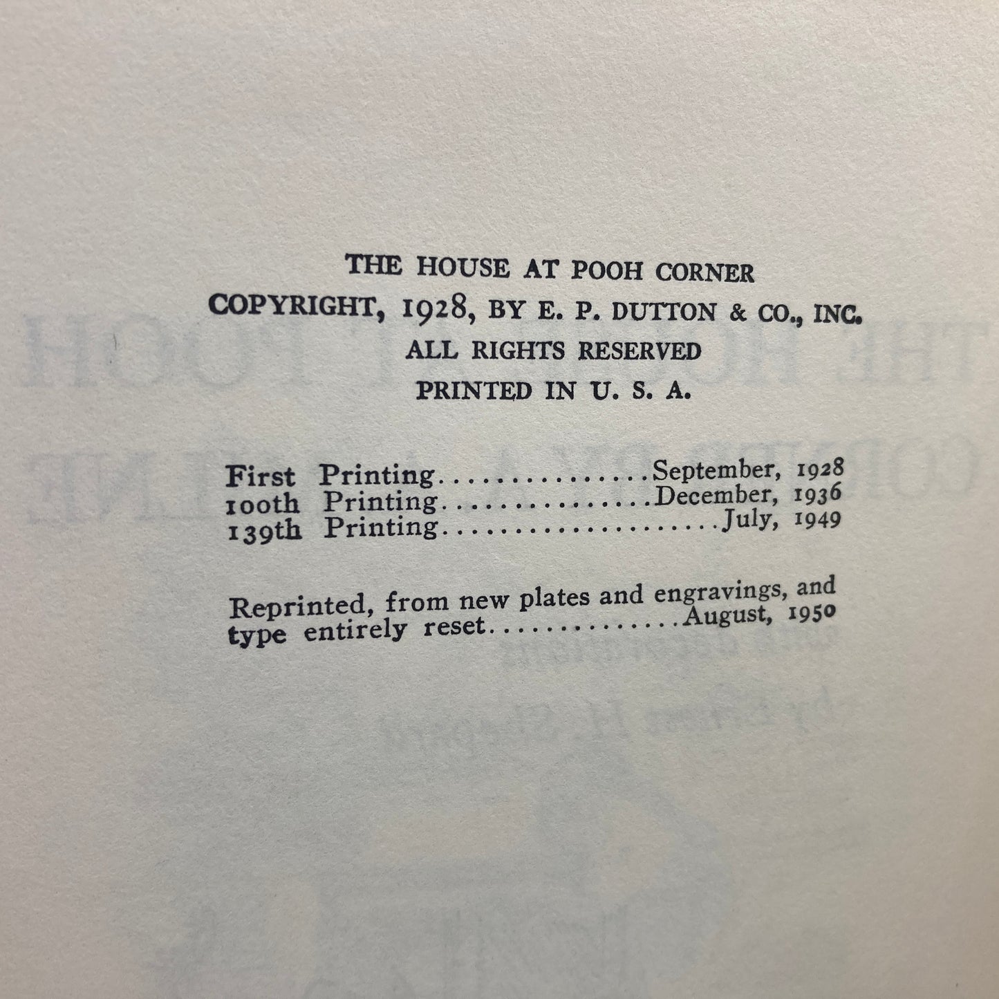 MILNE, A.A. "The House at Pooh Corner" [E.P. Dutton, 1950]