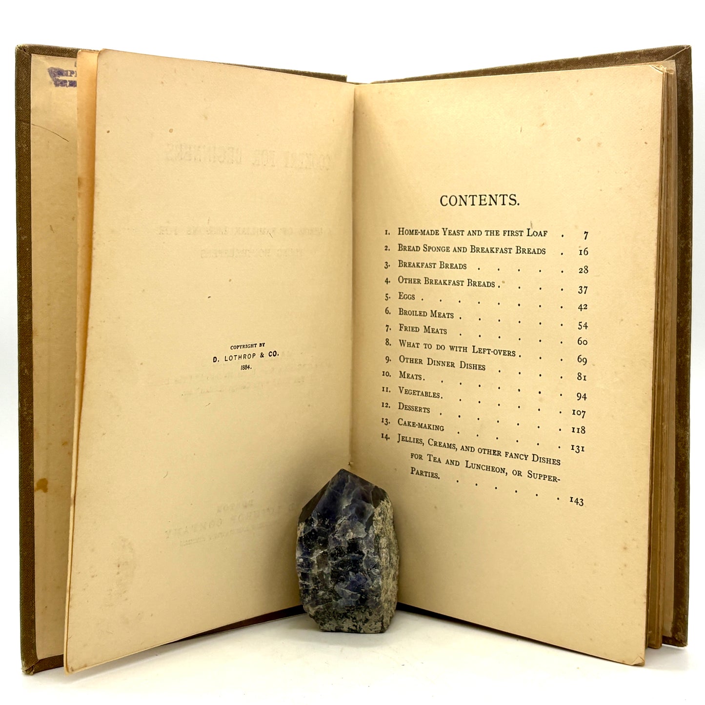 HARLAND, Marion "Cookery for Beginners" [D. Lothrop, 1884]