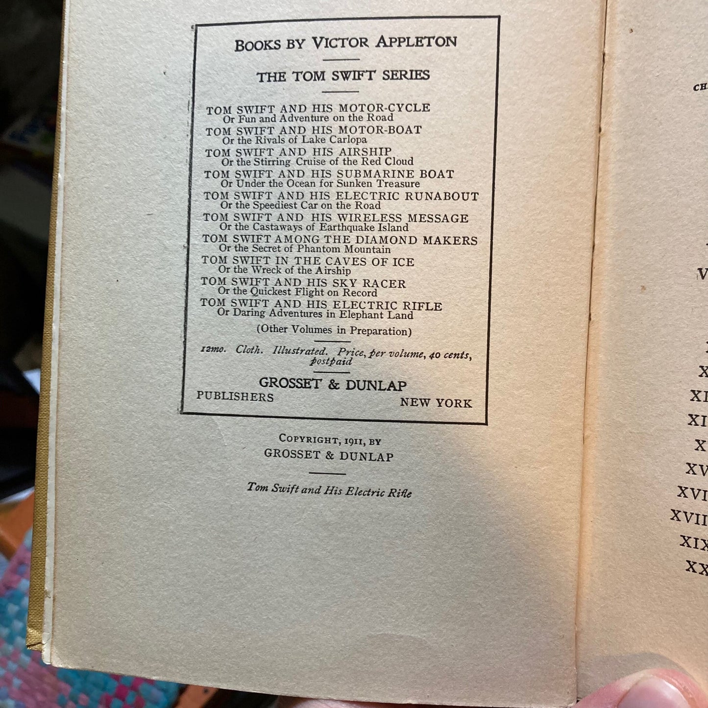 APPLETON, Victor “Tom Swift and His Electric Rifle” [Grosset & Dunlap, 1911] - Buzz Bookstore