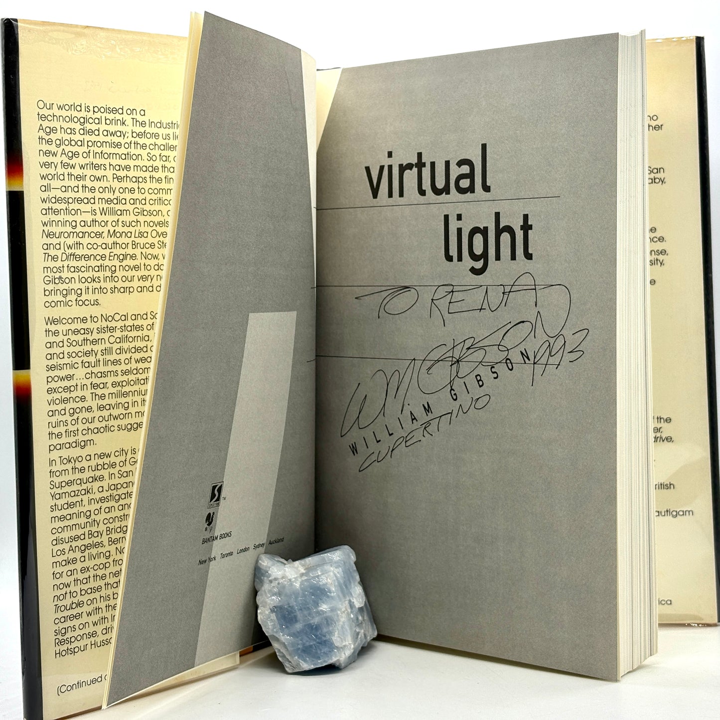 WILLIAM GIBSON “Virtual Light” [Bantam Books, 1993] Signed 1st Edition