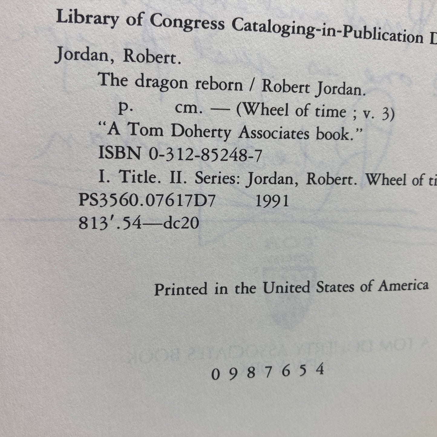 JORDAN, Robert "The Dragon Reborn" [Tor, 1991] Signed 1st Edition, 4th Printing