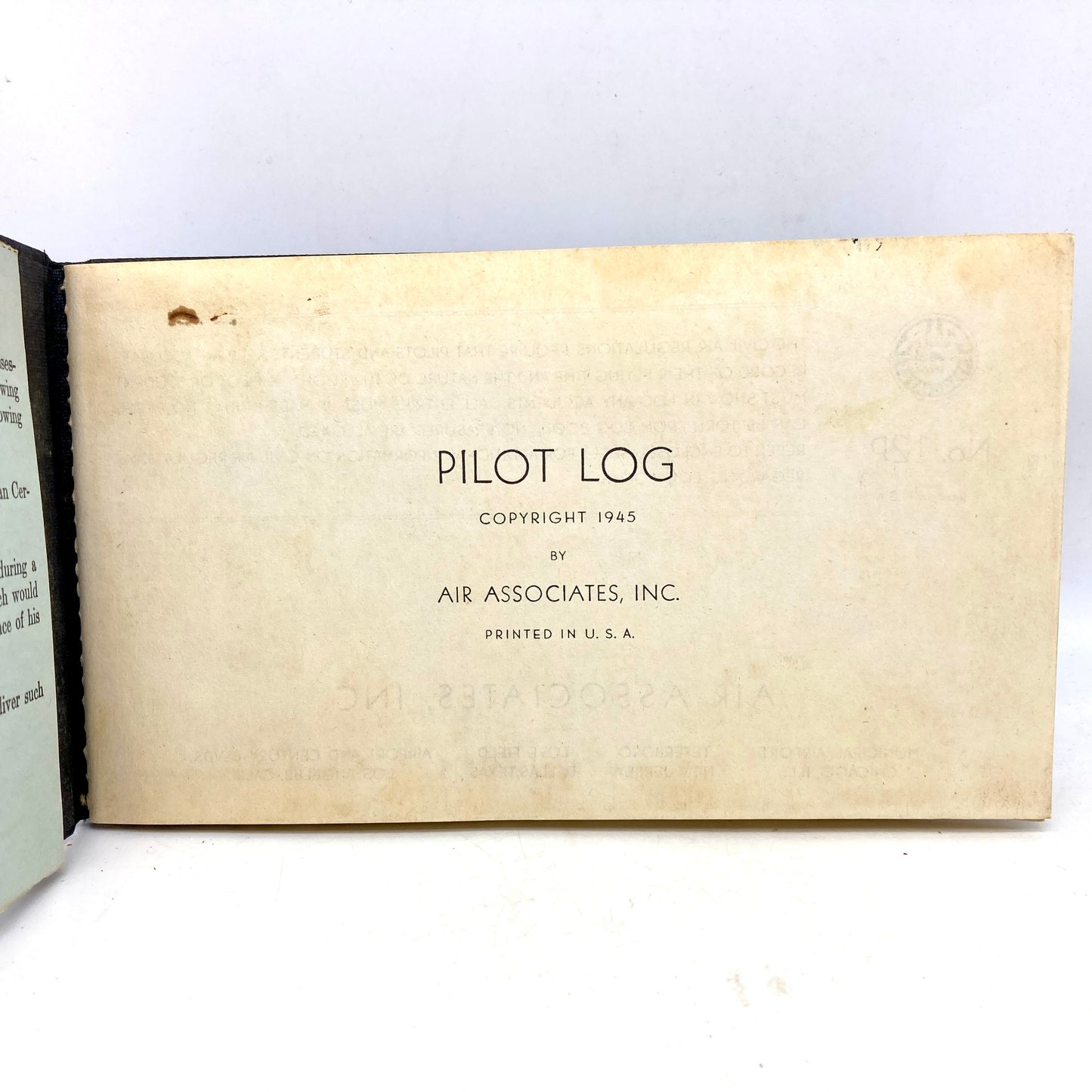 BROWN, Donald Kent "Pilot's Log" [Air Associates Inc, 1945]