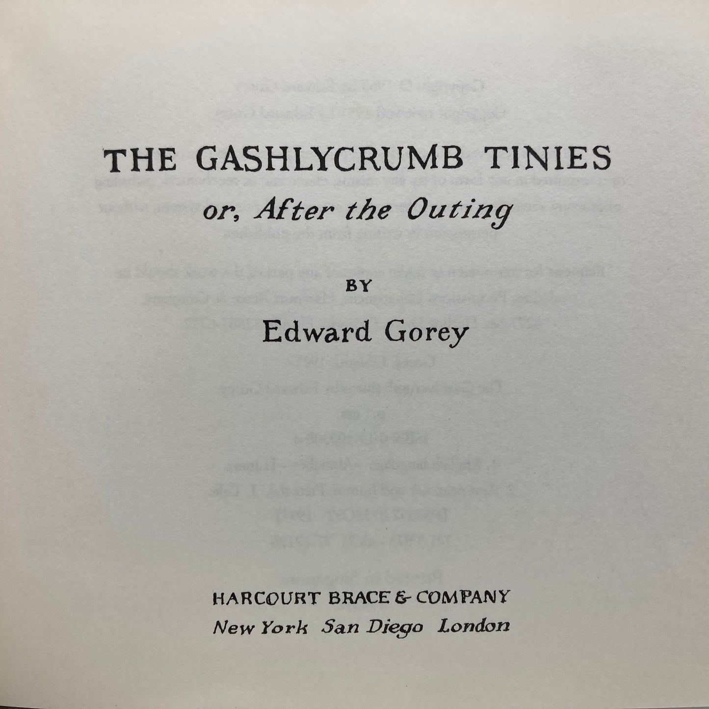 GOREY, Edward "The Gashlycrumb Tinies" [Harcourt Brace, 1991] 1st Reissue