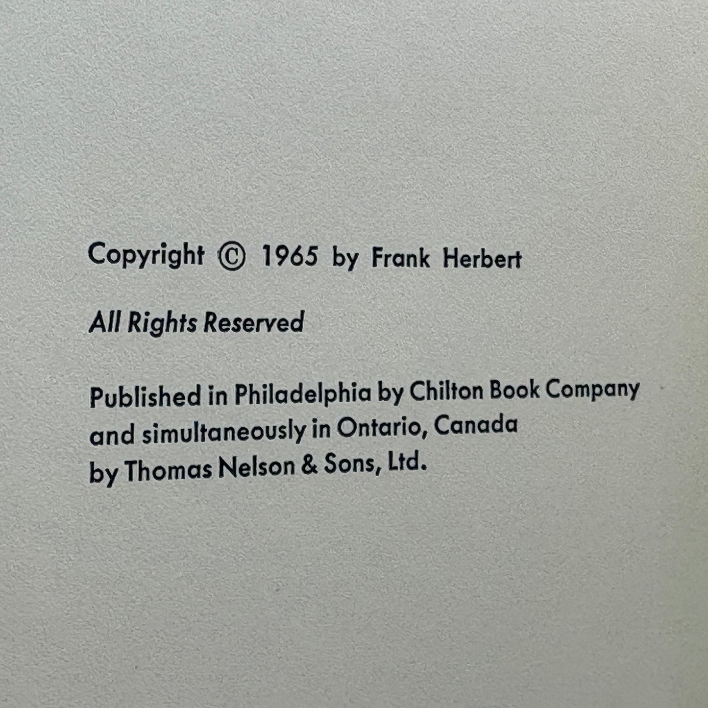 HERBERT, Frank “Dune” [Chilton Book Company, 1965]