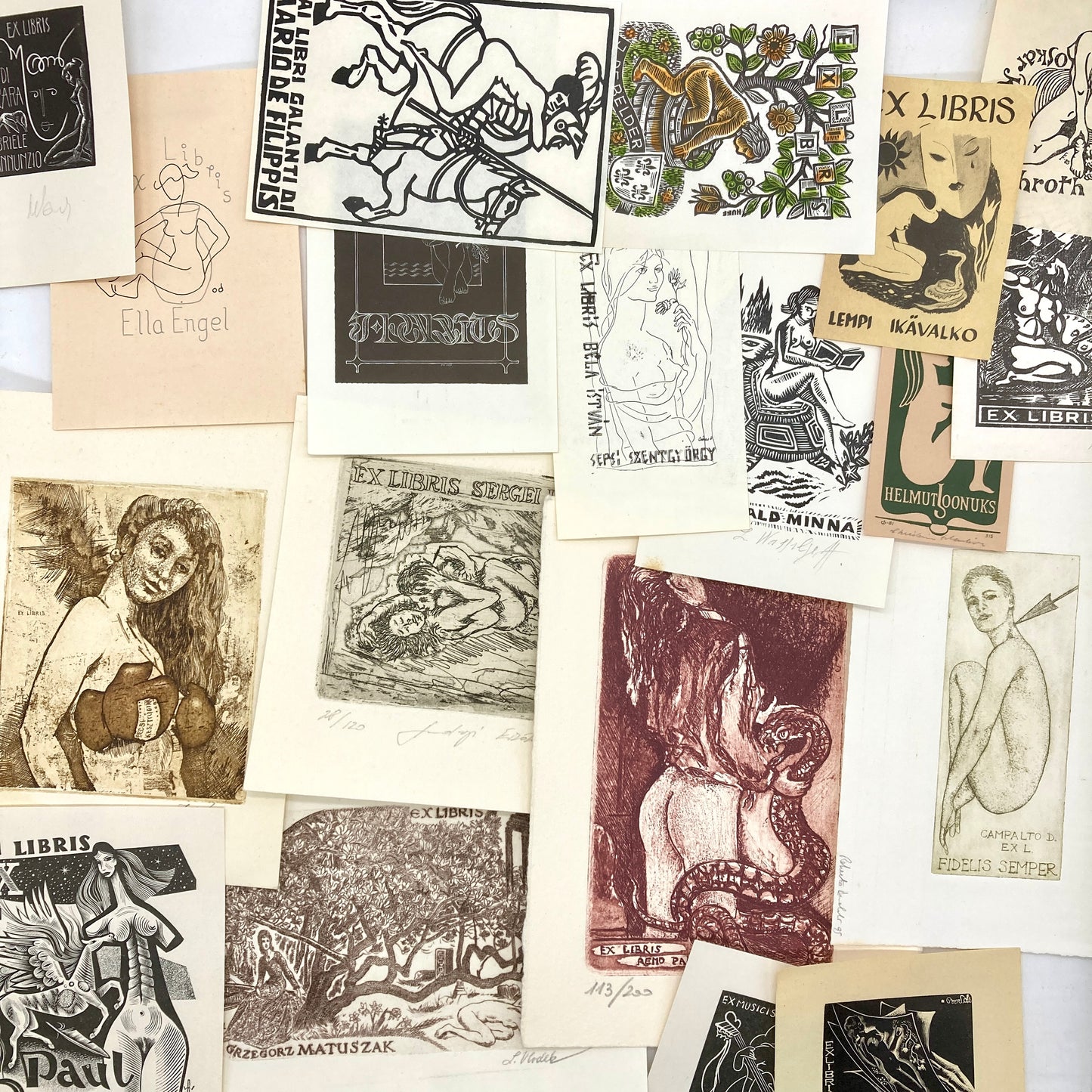 Collection of 91 Nude & Erotic Ex Libris (Bookplates)