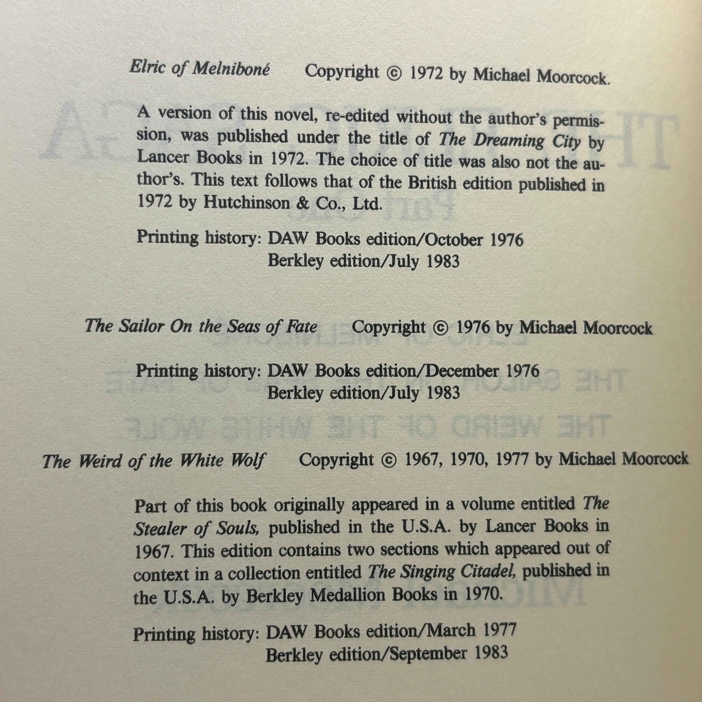 MOORCOCK, Michael “The Elric Saga, Part I & II” [Nelson Doubleday, 1984]