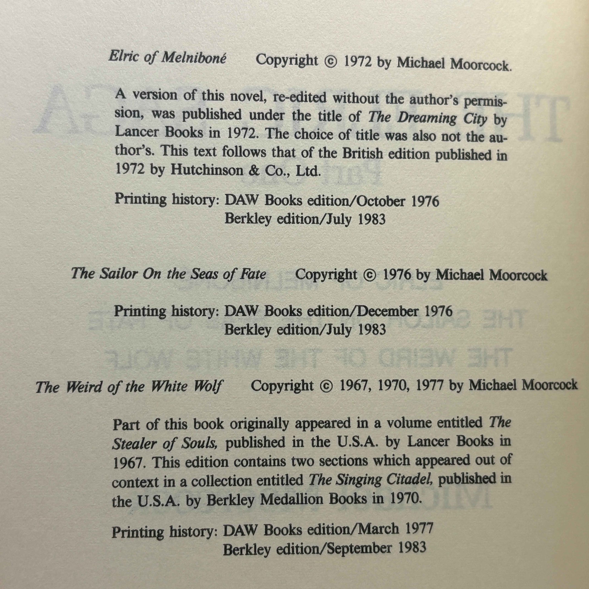 MOORCOCK, Michael “The Elric Saga, Part I & II” [Nelson Doubleday, 1984]