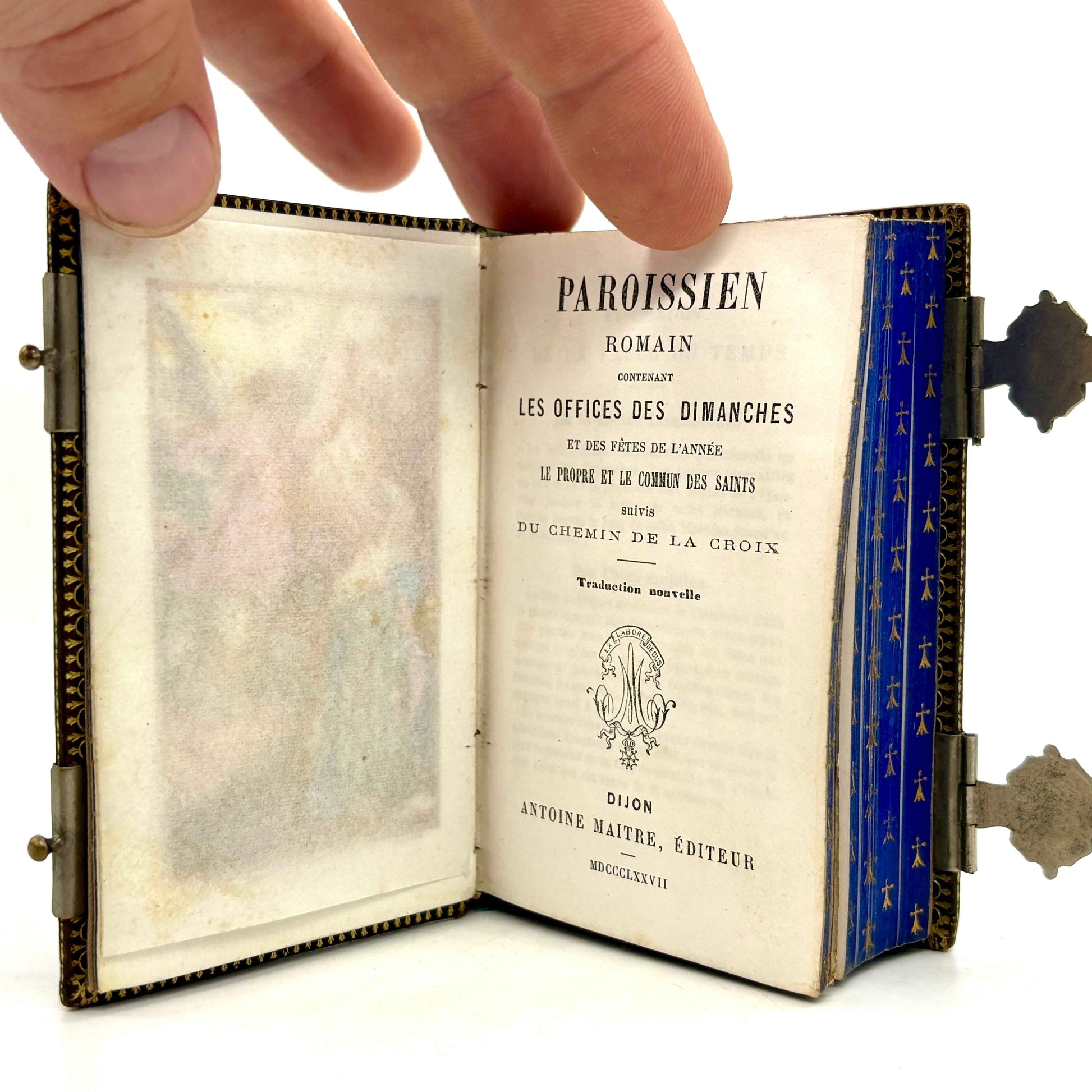 "Paroissien Romain" [Antoine Maitre, 1877] - Blue Gauffered Edges